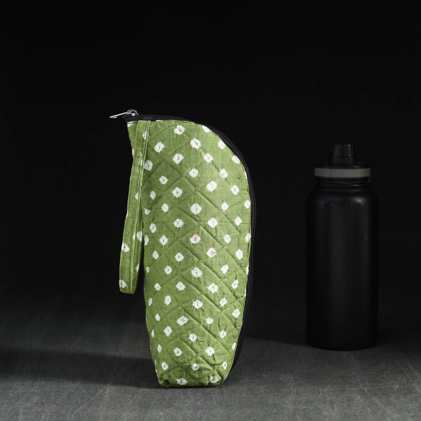 Green Handmade Cotton 1L Water Bottle Cover