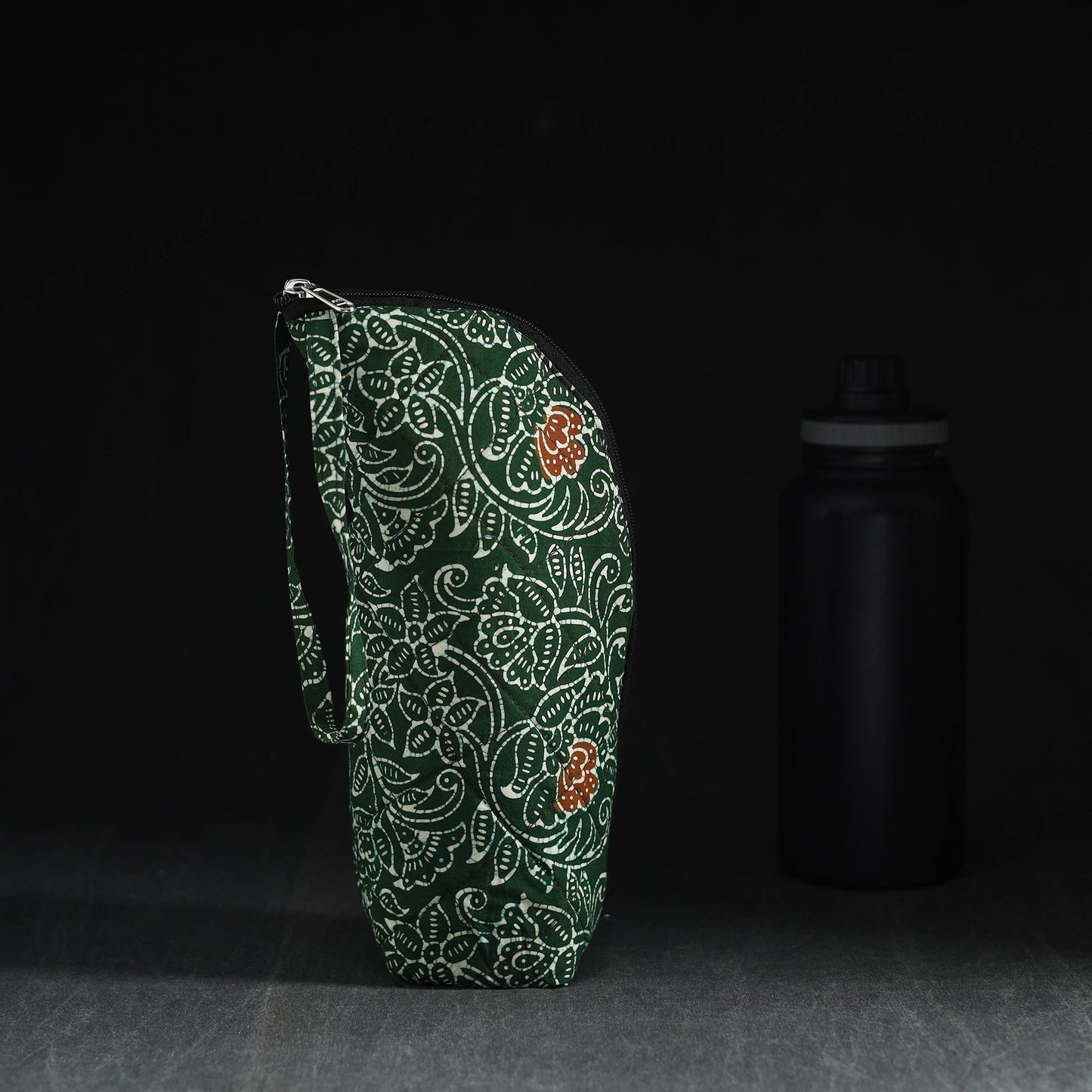 Green Handmade Cotton 1L Water Bottle Cover