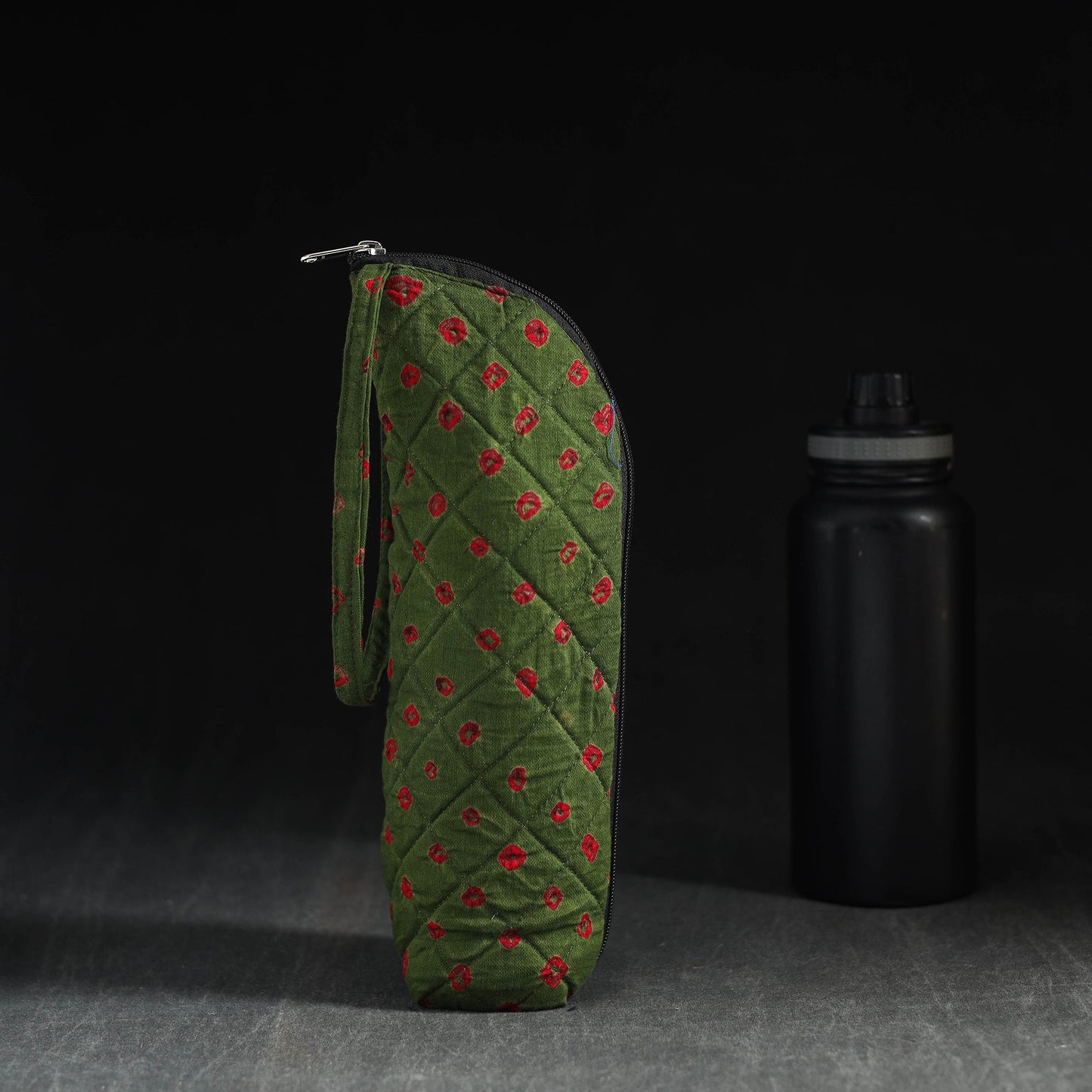 Green Handmade Cotton 1L Water Bottle Cover