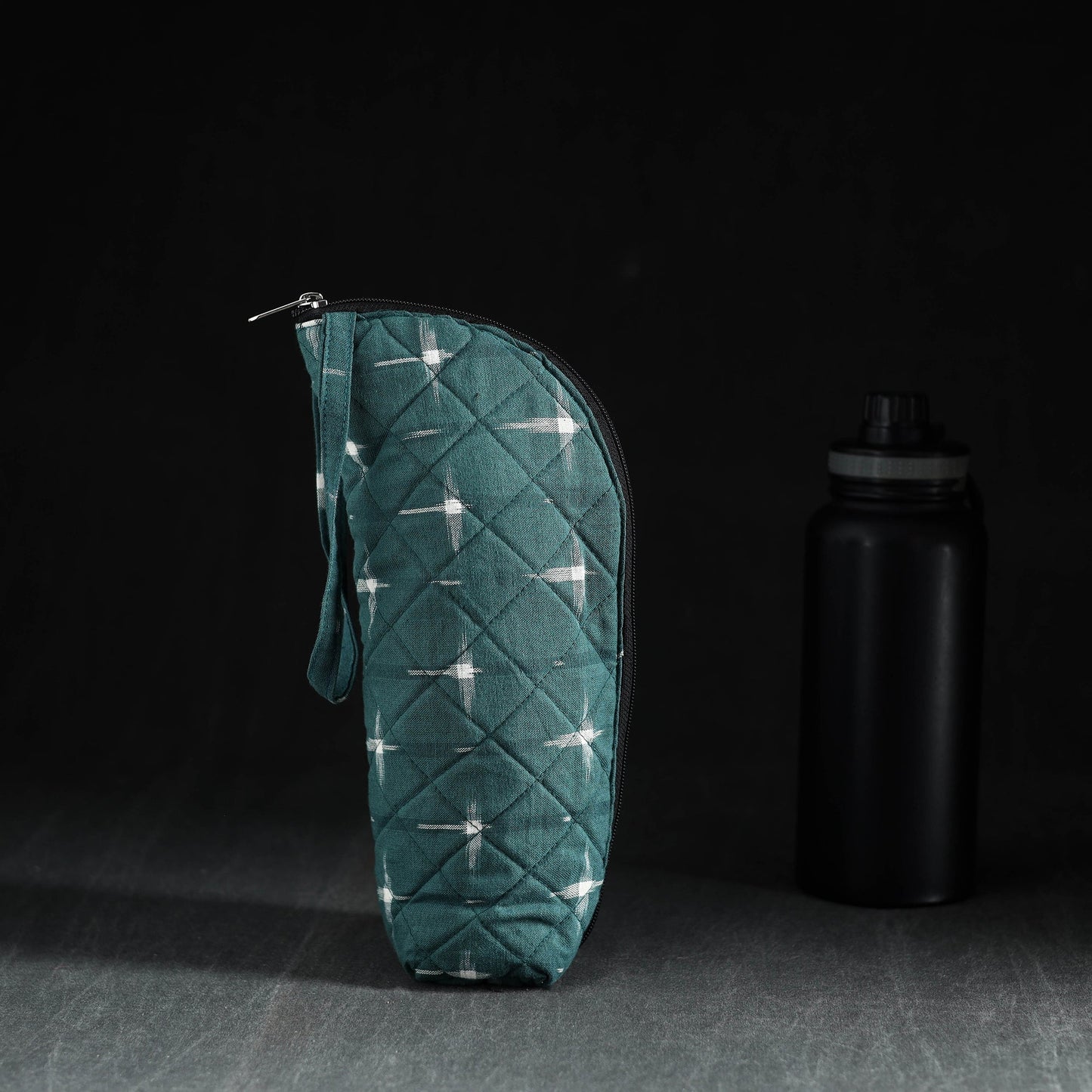 Green Handmade Cotton 1L Water Bottle Cover