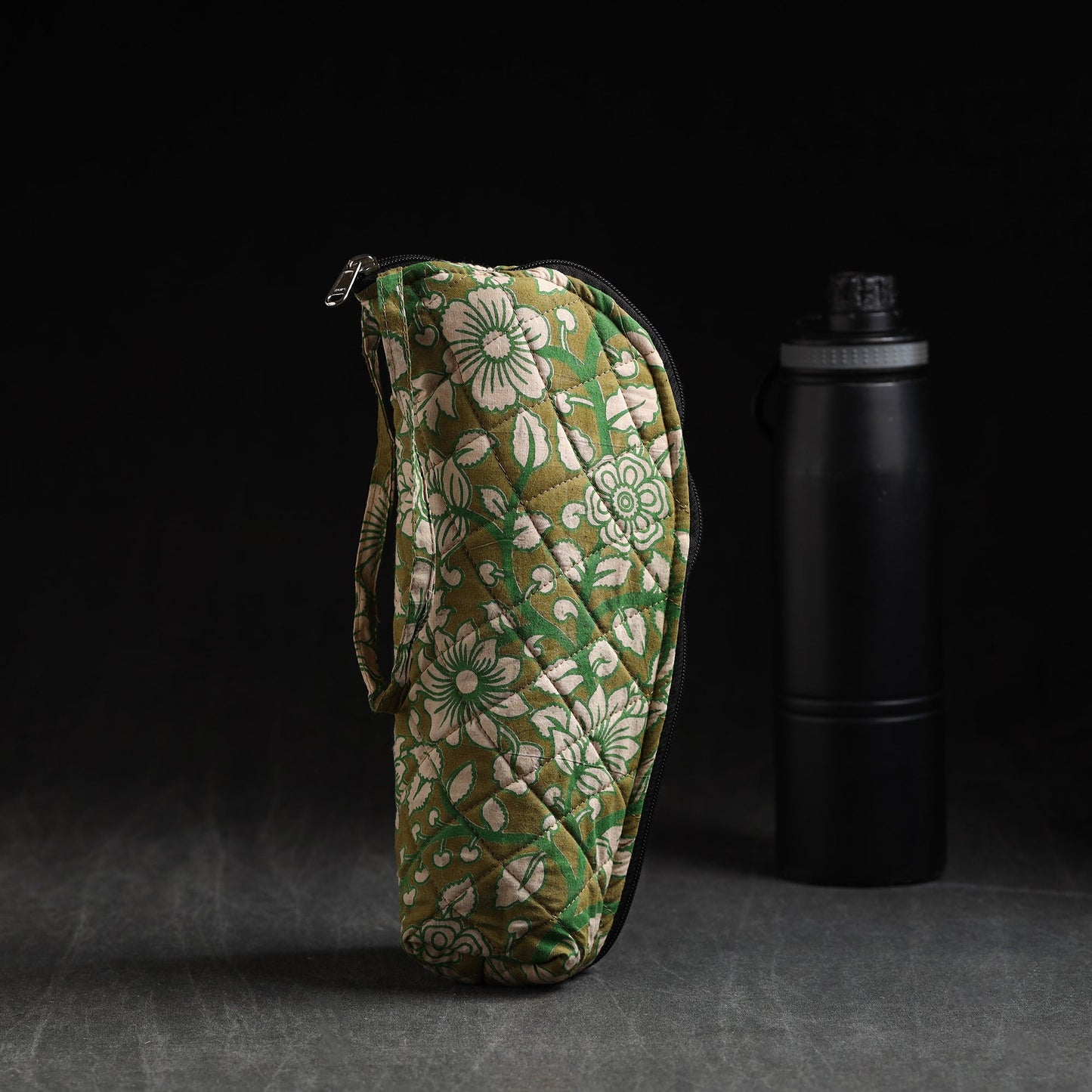 Green Handmade Cotton 1L Water Bottle Cover
