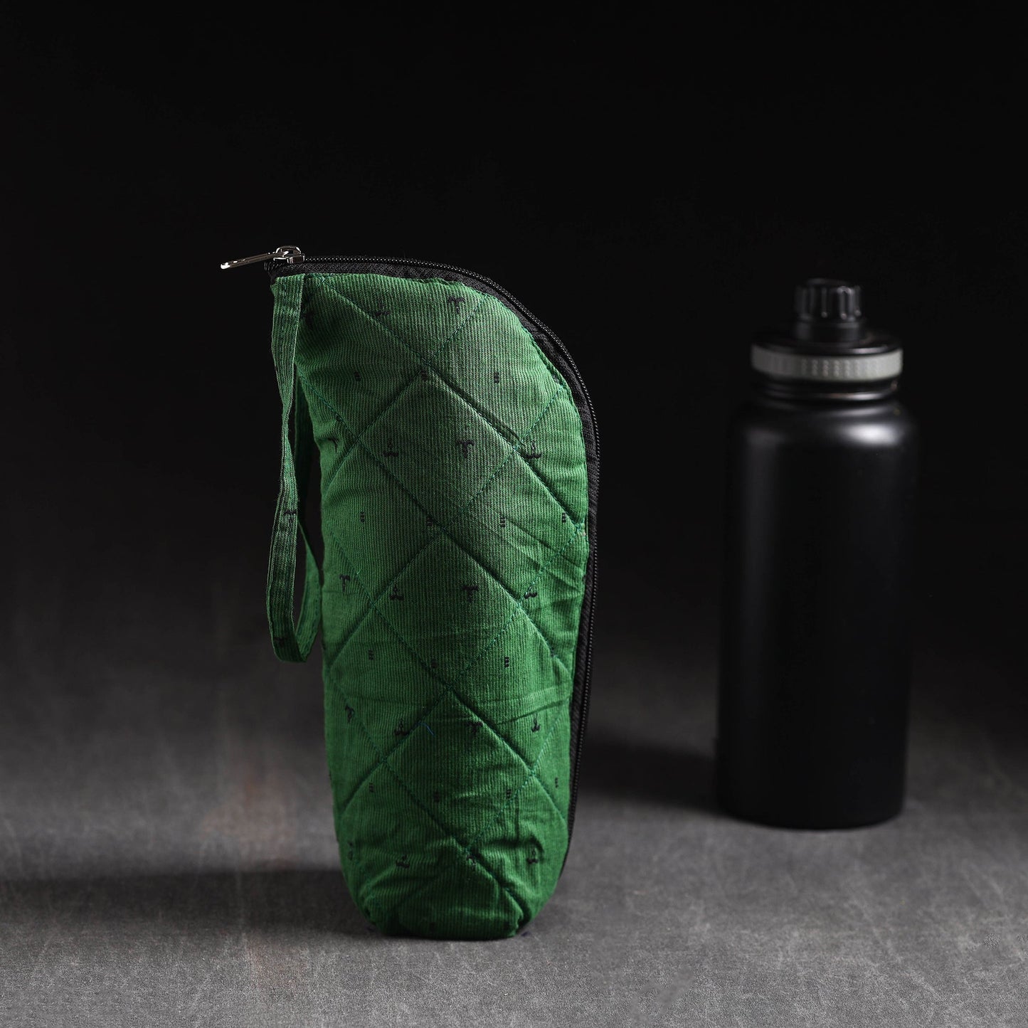 Green Handmade Cotton 1L Water Bottle Cover