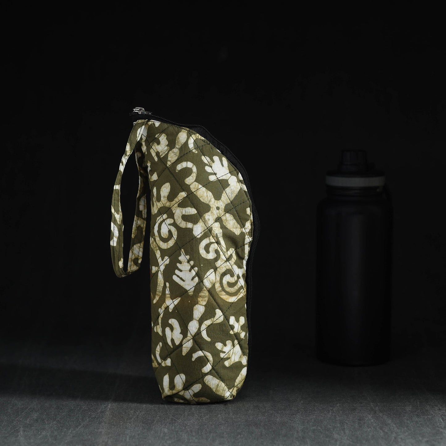 Green Handmade Cotton 1L Water Bottle Cover