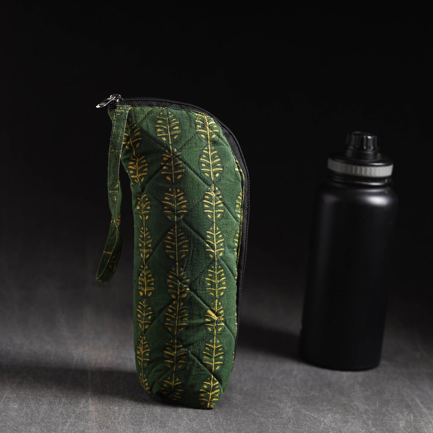 Green Handmade Cotton 1L Water Bottle Cover