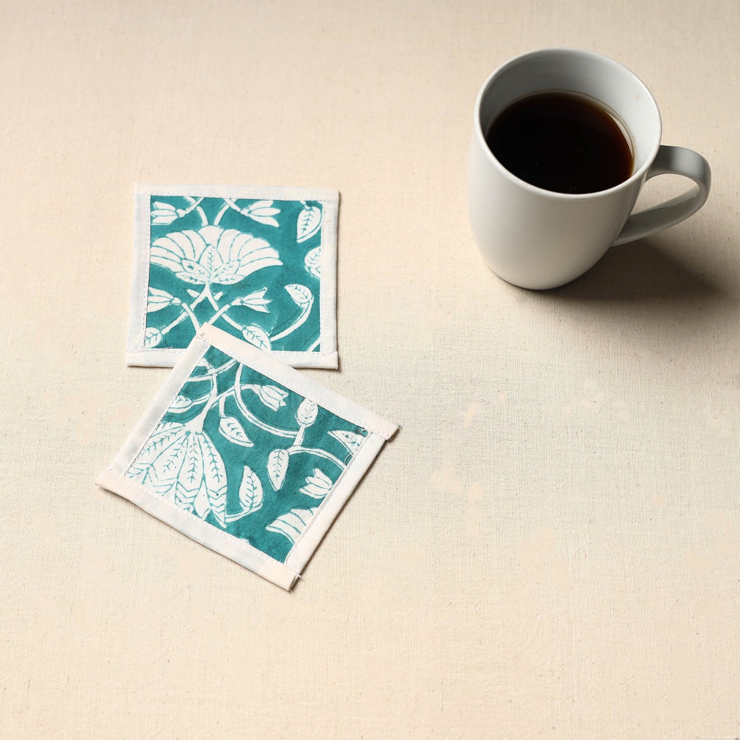 Green Handmade Cotton Coasters (Set of 2)