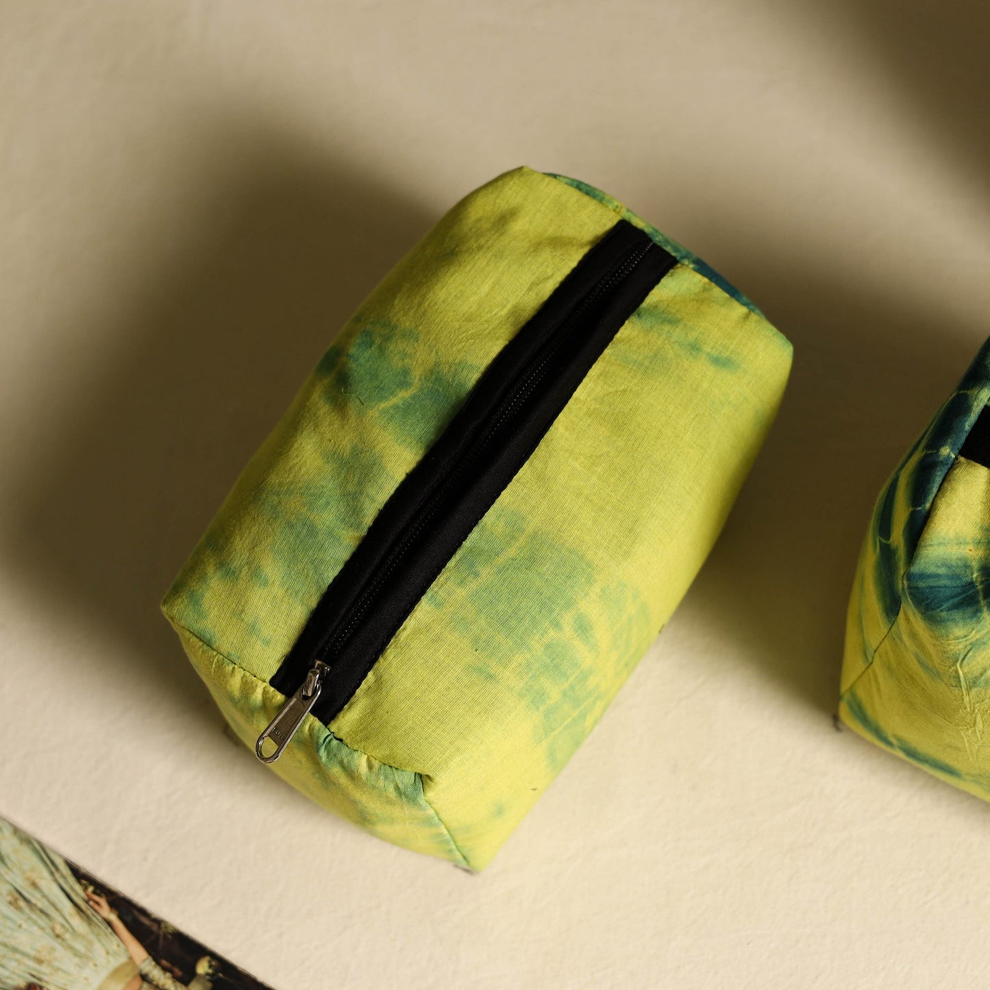 Green Handmade Cotton Toiletry Bags (Set of 3)