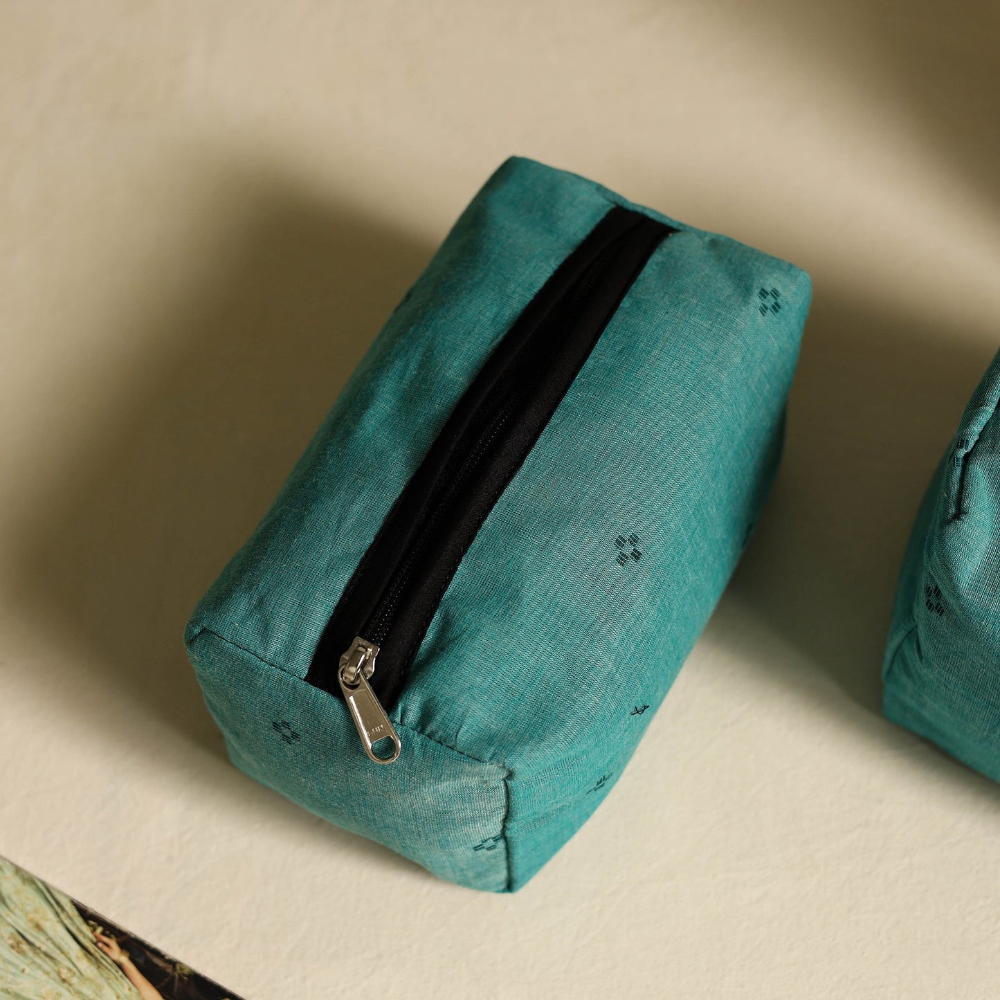 Green Handmade Cotton Toiletry Bags (Set of 3)