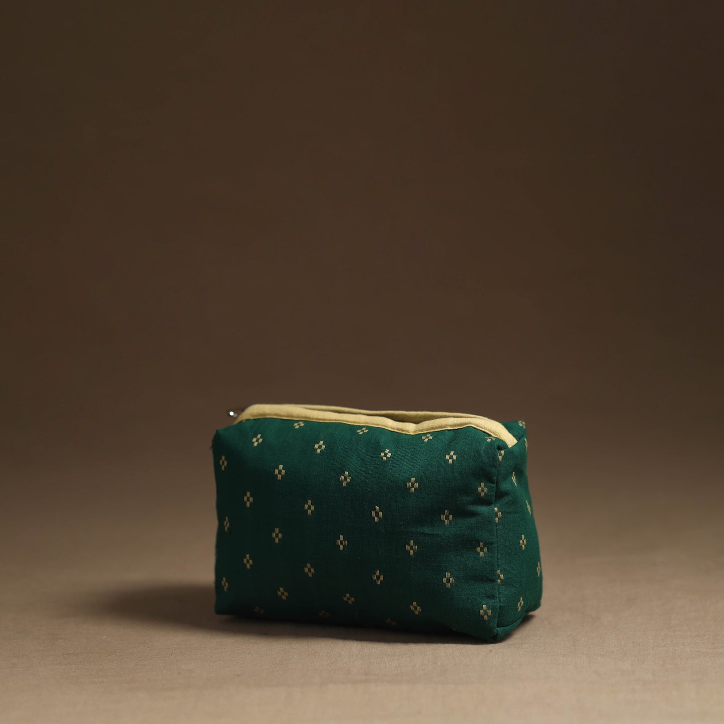 Green Handmade Cotton Toiletry Pouch