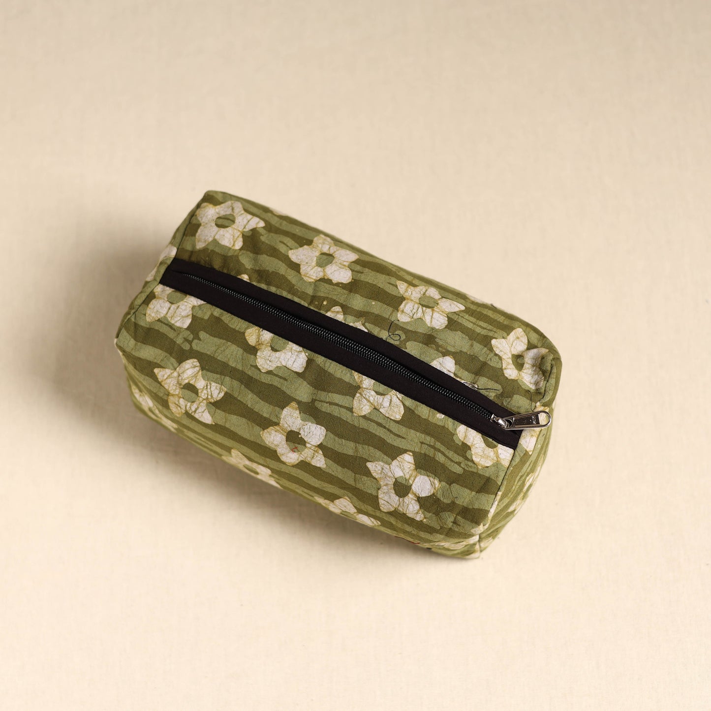 Green Handmade Cotton Toiletry Pouch