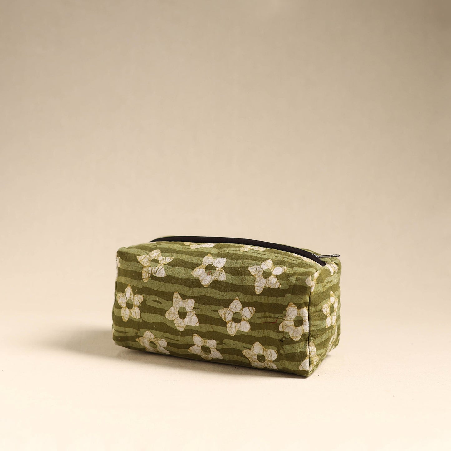 Green Handmade Cotton Toiletry Pouch