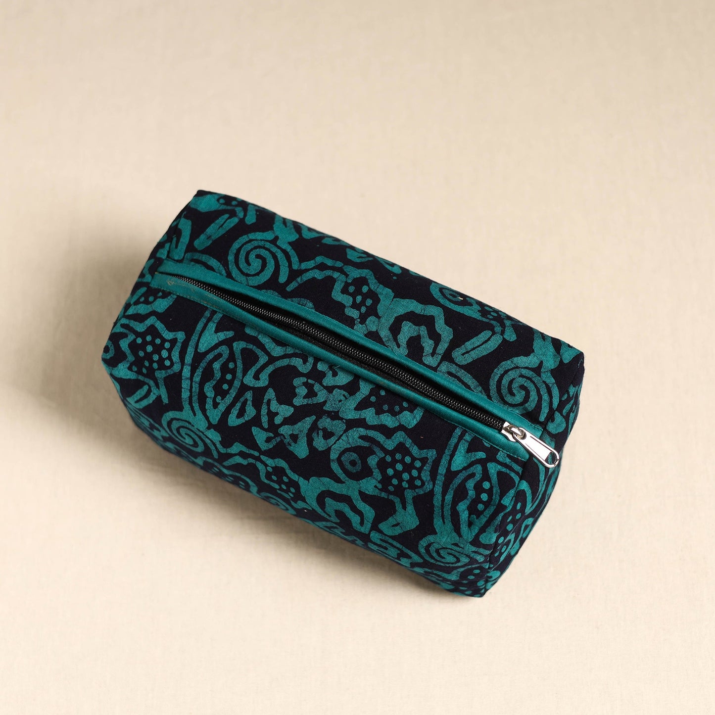 Green Handmade Cotton Toiletry Pouch