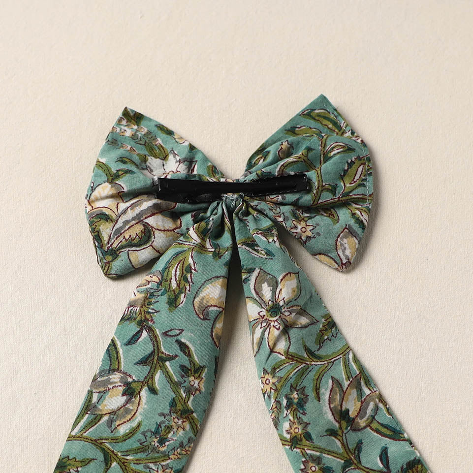 Green Handmade Fabric Bow Hair Clip