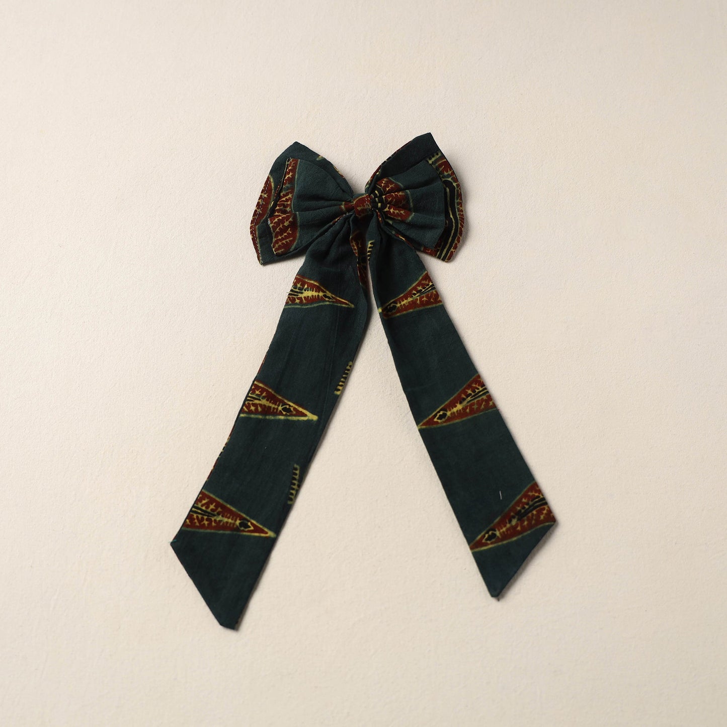Green Handmade Fabric Bow Hair Clip