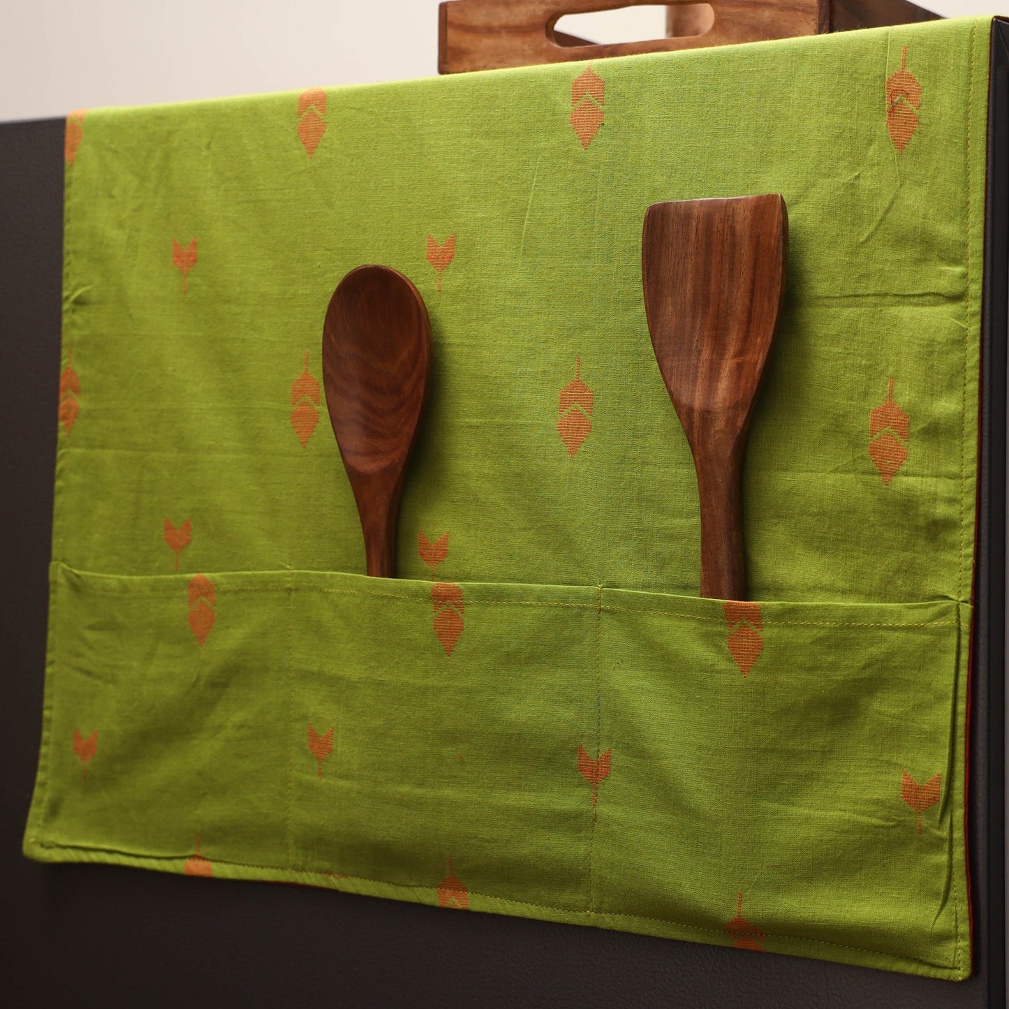 Handmade fridge top cover with multiple pockets 02