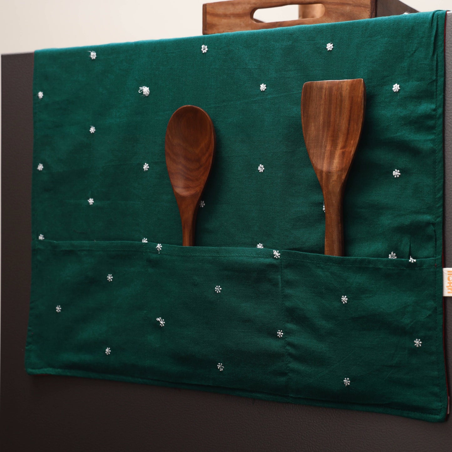 Handmade fridge top cover with multiple pockets 03