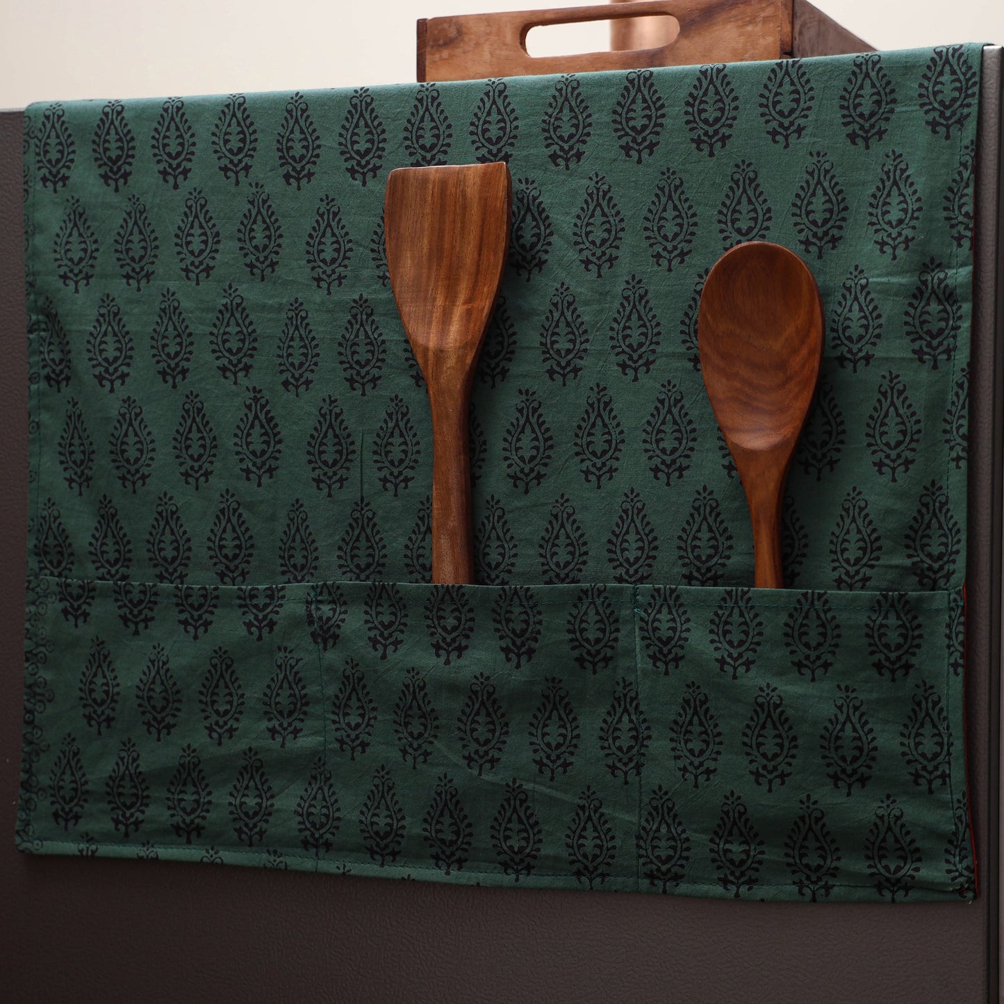 Handmade fridge top cover with multiple pockets 04