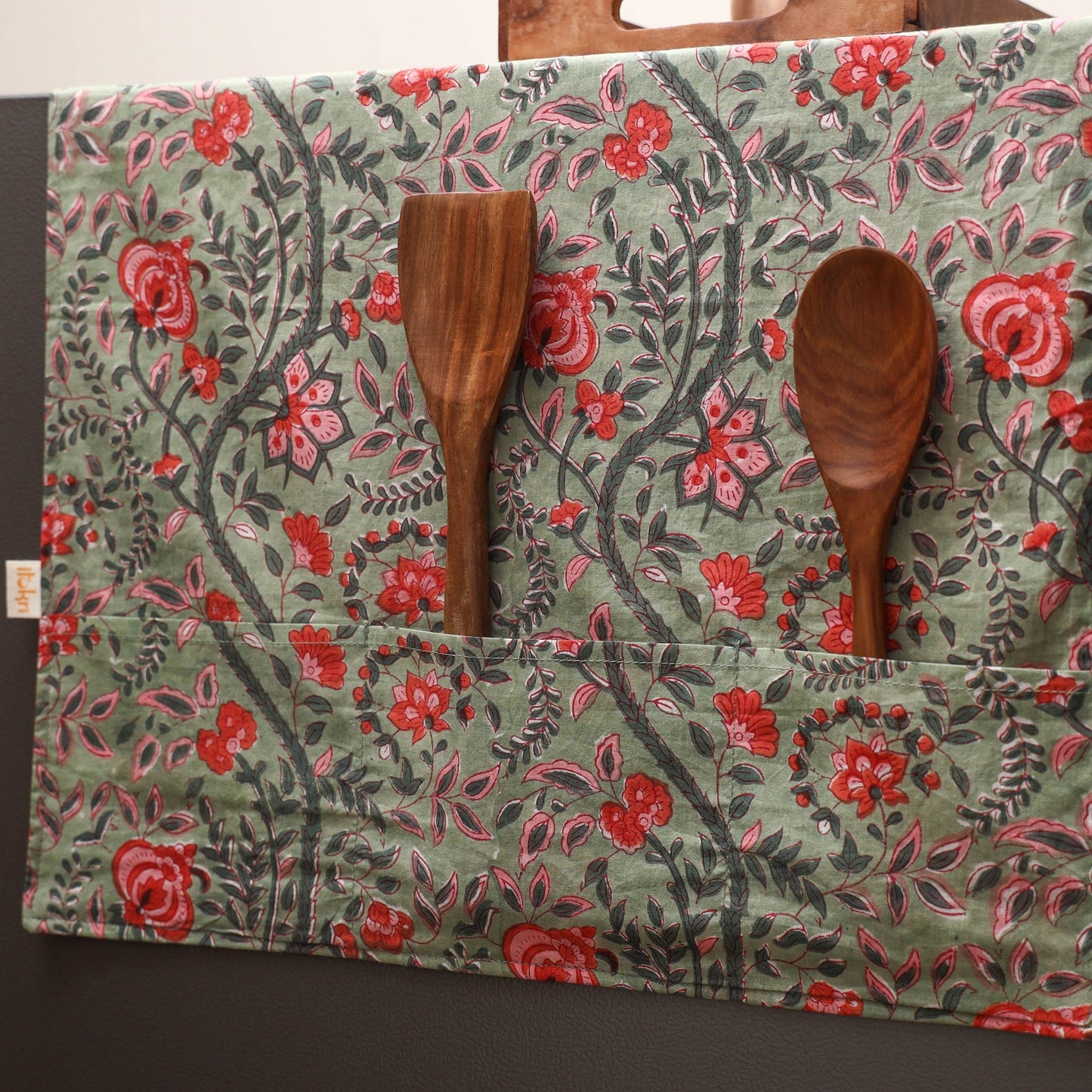 Handmade fridge top cover with multiple pockets 11