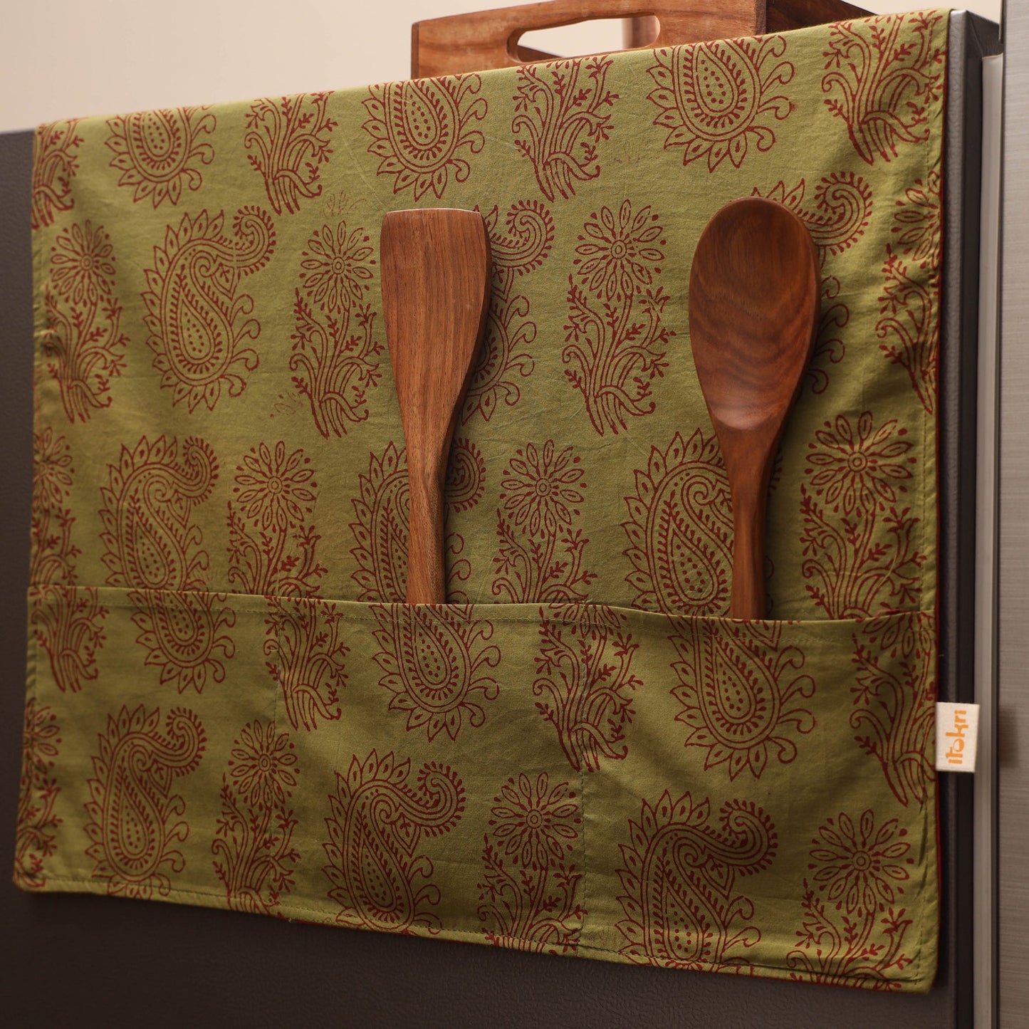 Handmade fridge top cover with multiple pockets 15