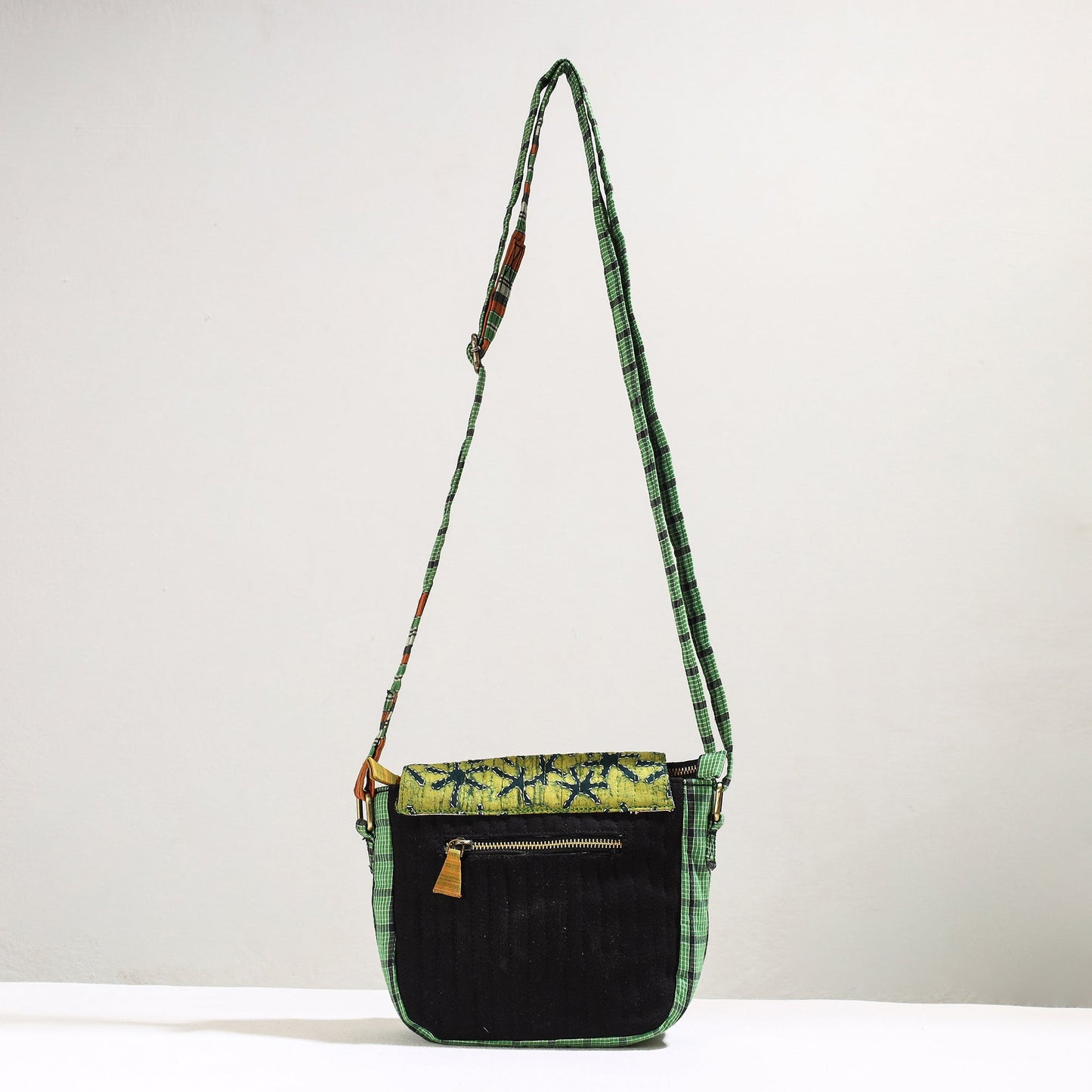 Handmade Gamcha Fabric Kantha Work Canvas Cotton Sling Bag