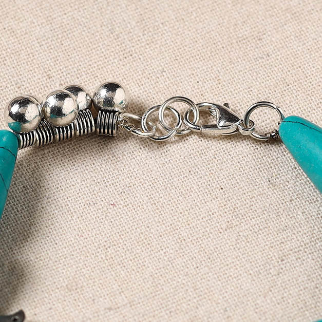 Green - handmade german silver beaded bracelet 03