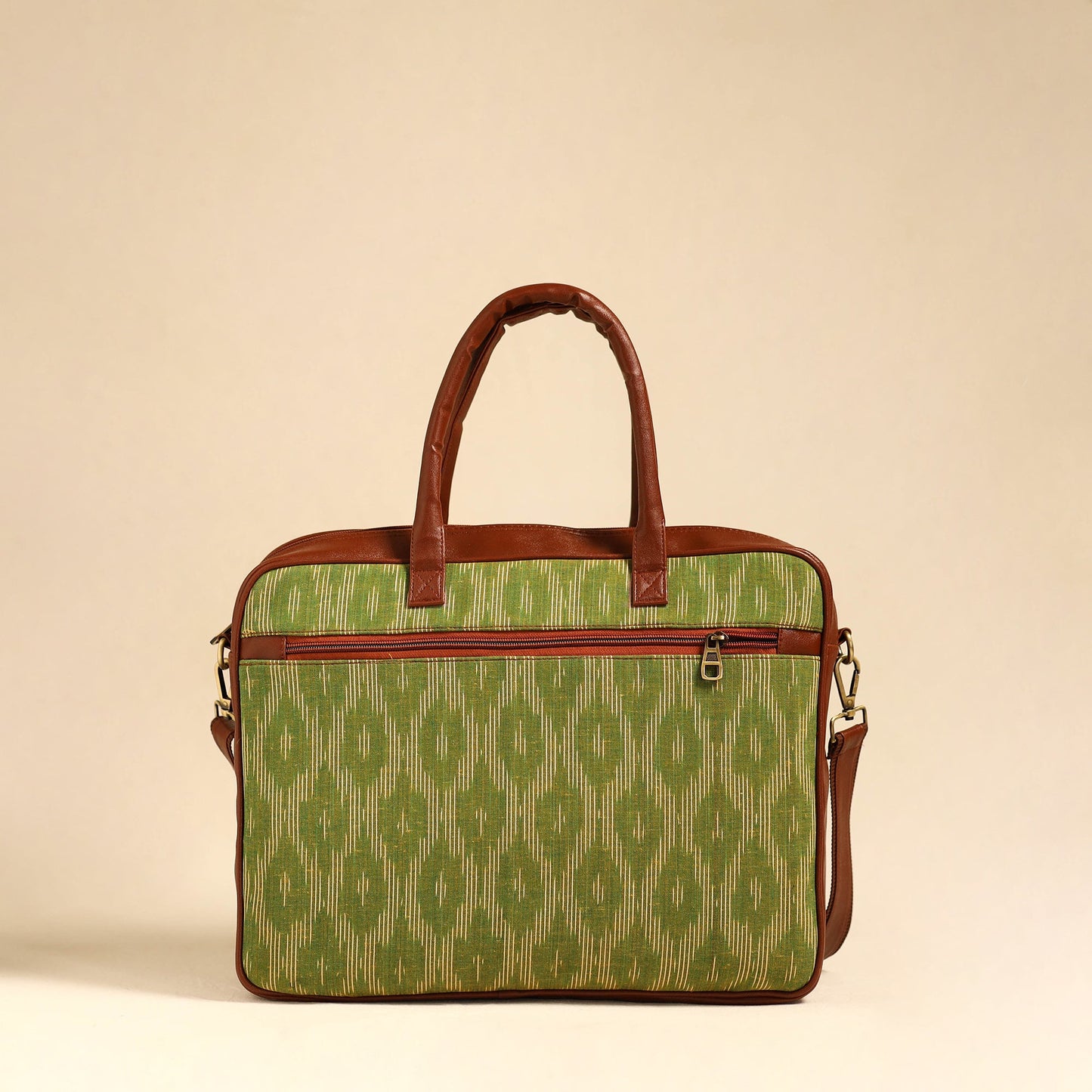 Green Handmade Pochampally Ikat Laptop Bag