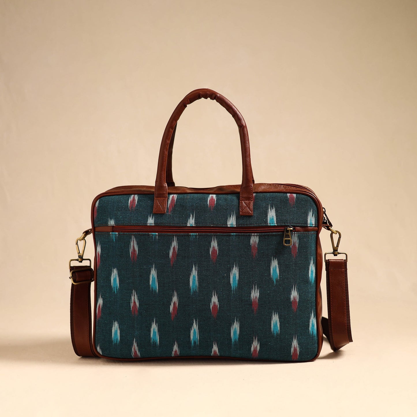 Green Handmade Pochampally Ikat Laptop Bag
