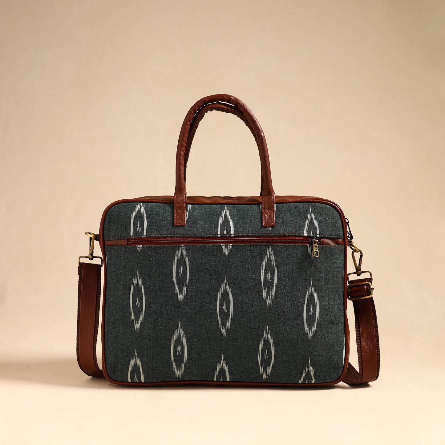 Green Handmade Pochampally Ikat Laptop Bag