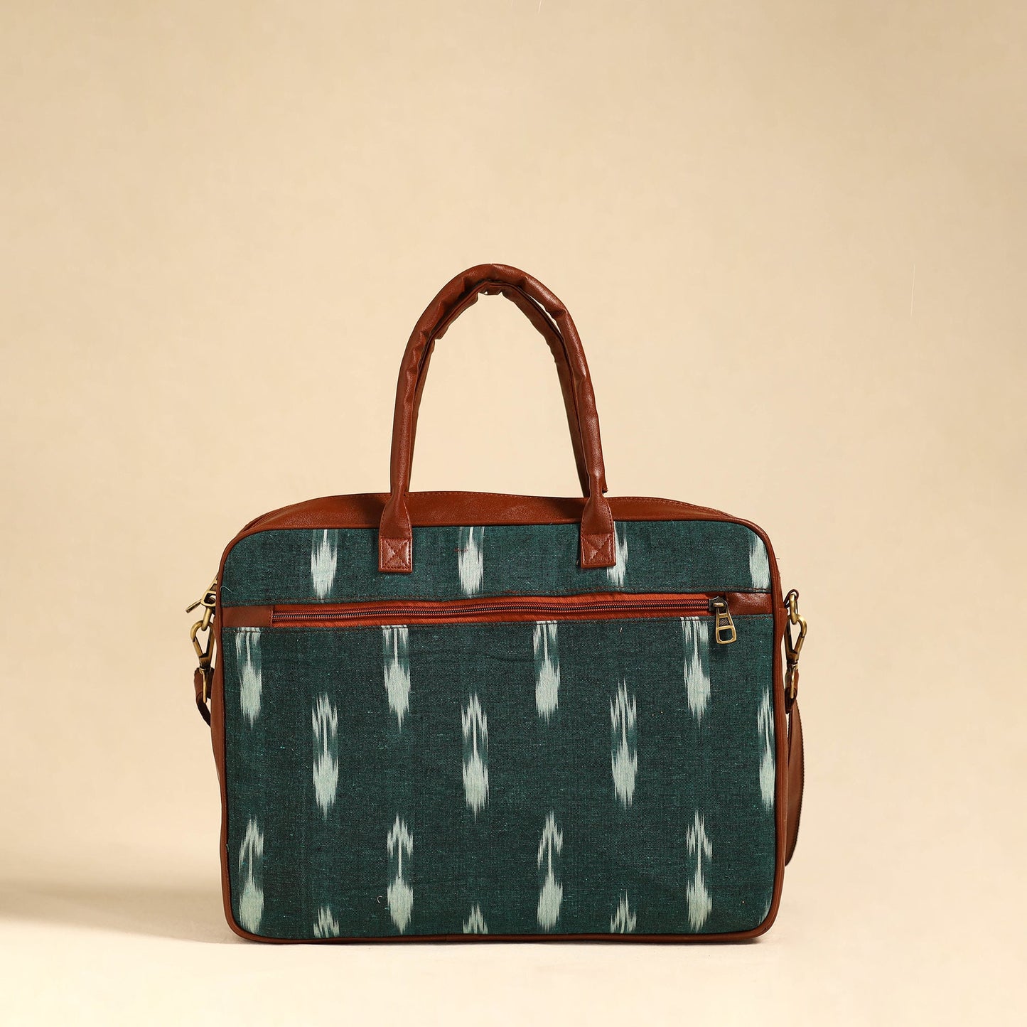 Green Handmade Pochampally Ikat Laptop Bag