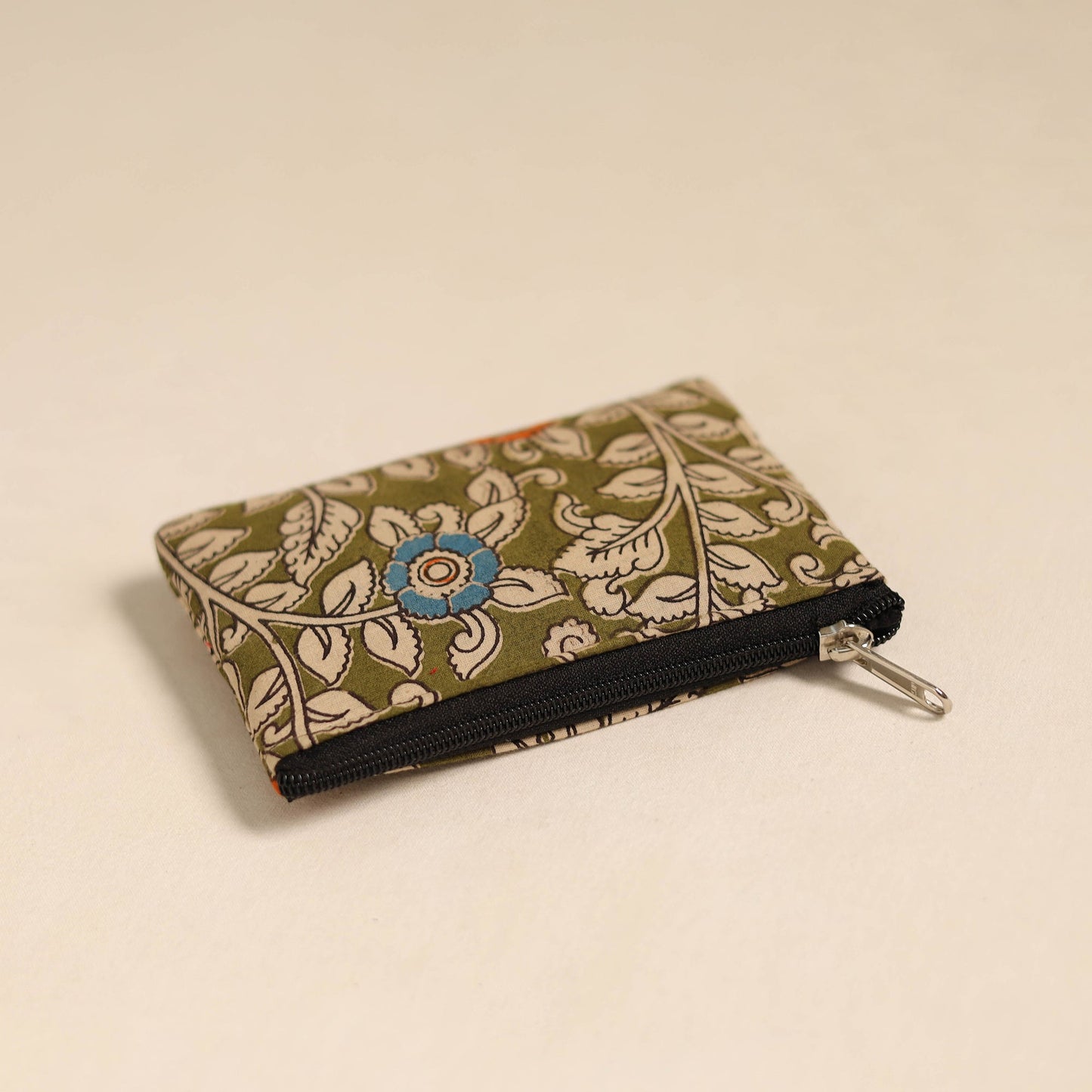 Green Handmade Quilted Cotton Coin Pouch Online in India