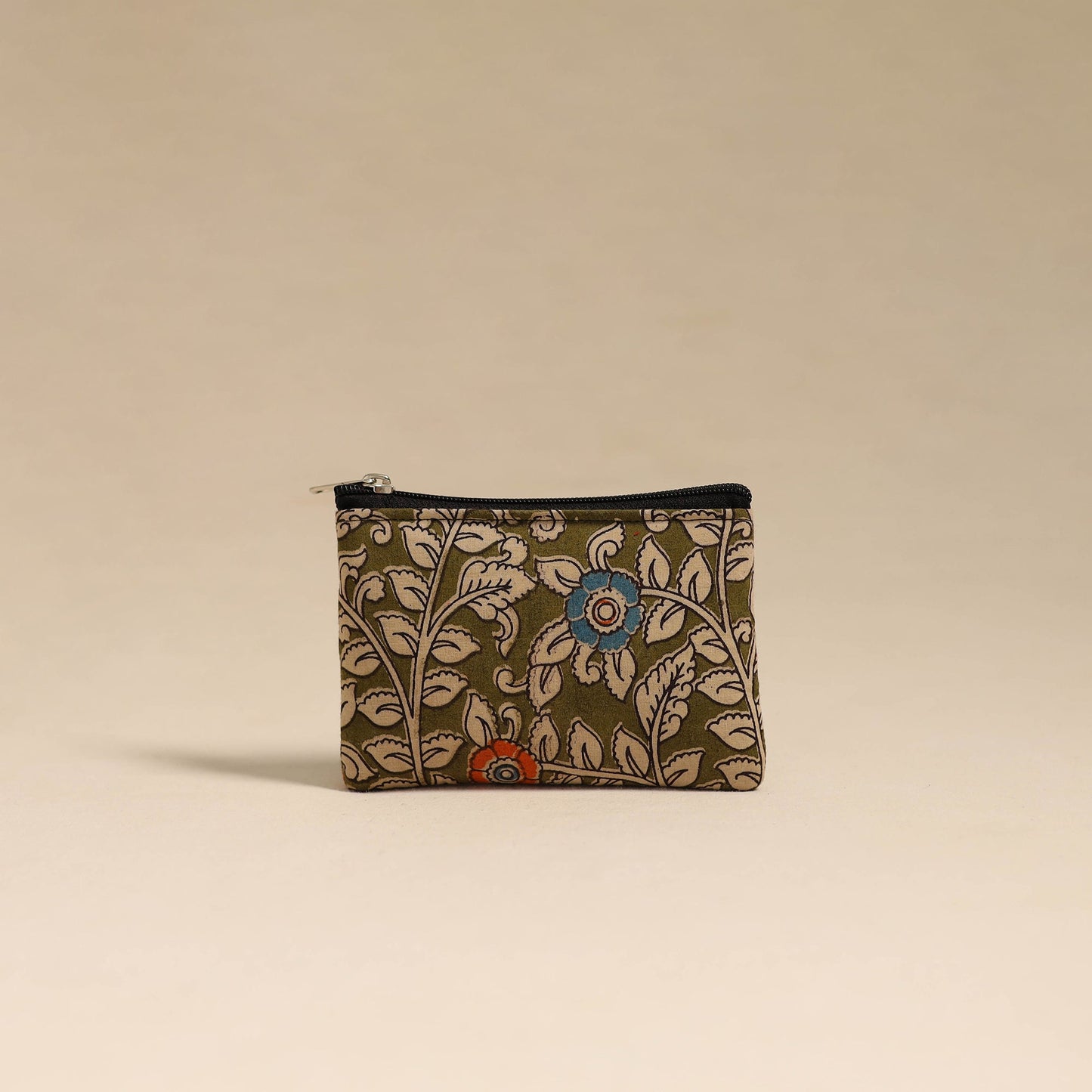 Green Handmade Quilted Cotton Coin Pouch Online in India