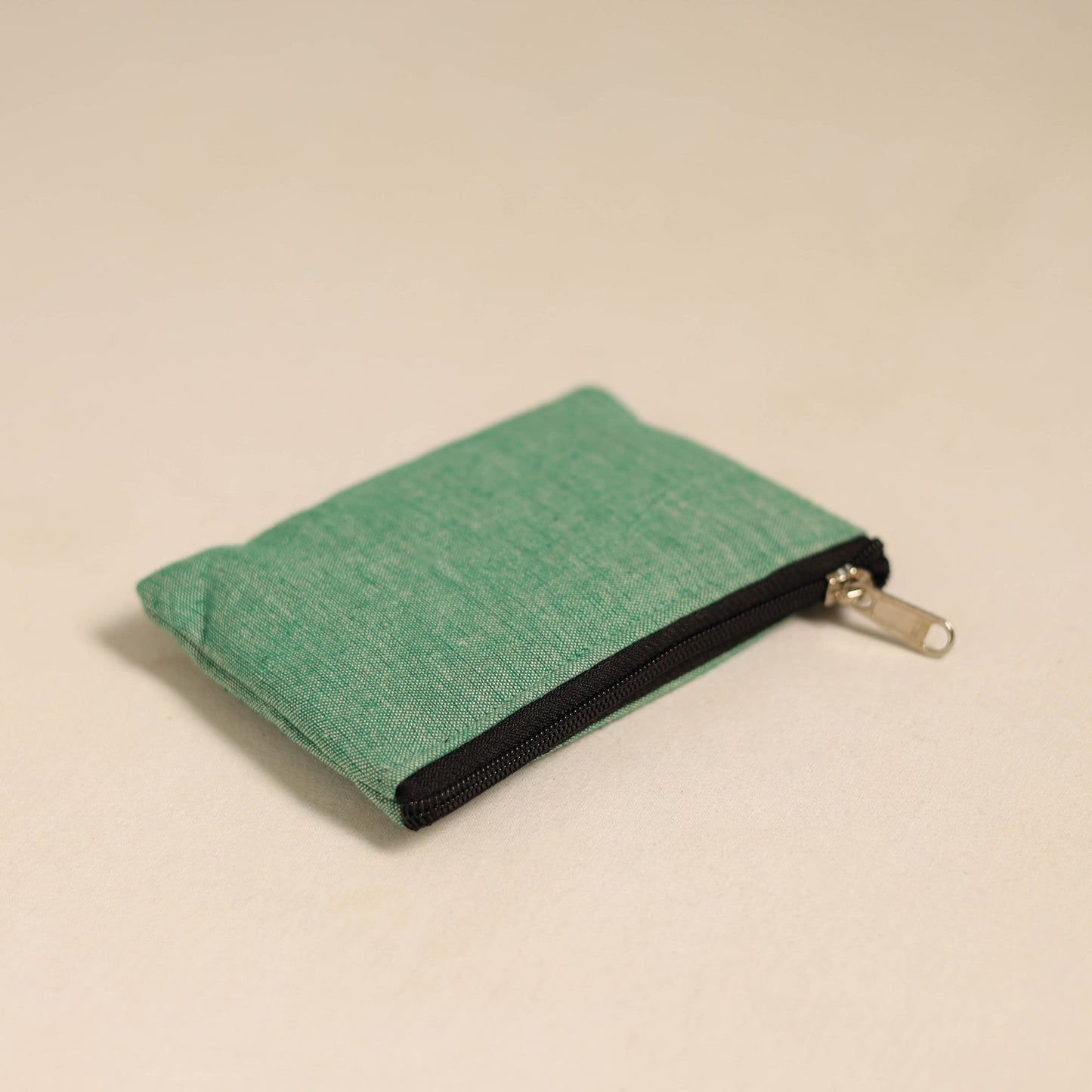 Green Handmade Quilted Cotton Coin Pouch