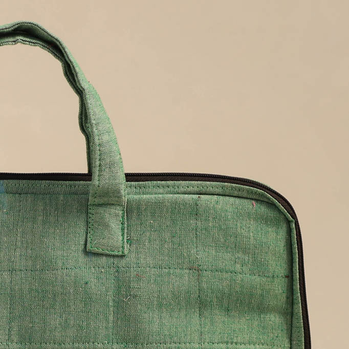 Shop Green Handmade Quilted Cotton Laptop Bag