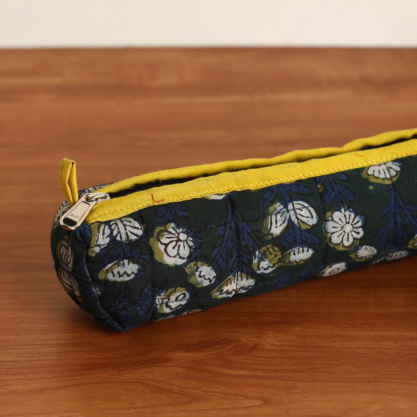 Green Handmade Quilted Cotton Pencil Pouch