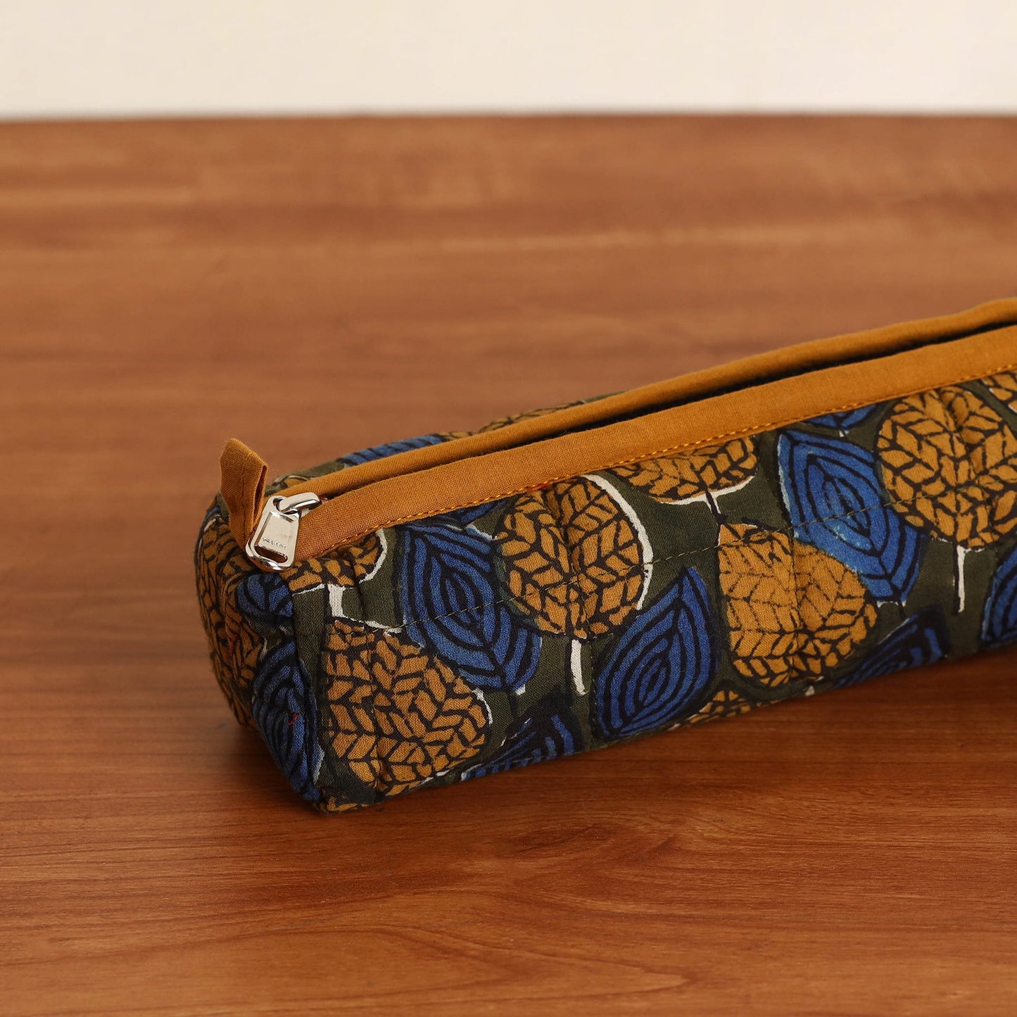 Green Handmade Quilted Cotton Pencil Pouch