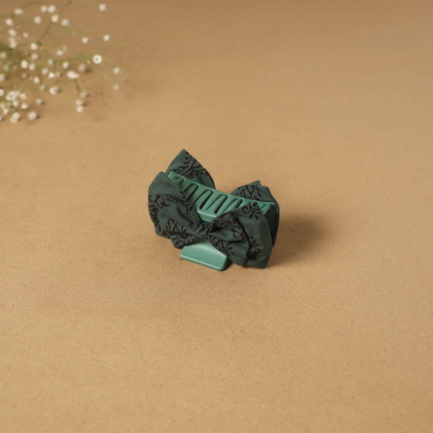 Green - handmade women’s bow hair claw clip 30 - handcrafted