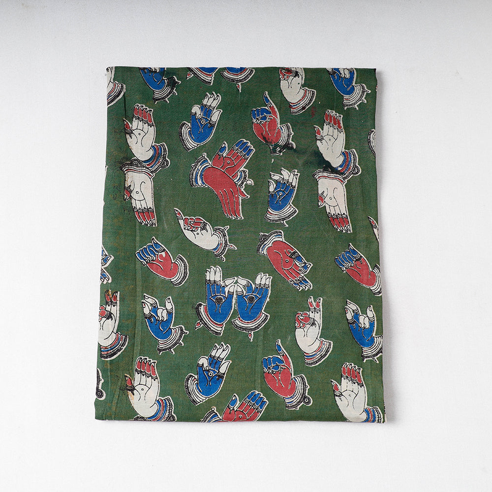Buy Handpainted Srikalahasti Kalamkari Pen Work Chanderi Silk Precut Fabric Online l iTokri.com