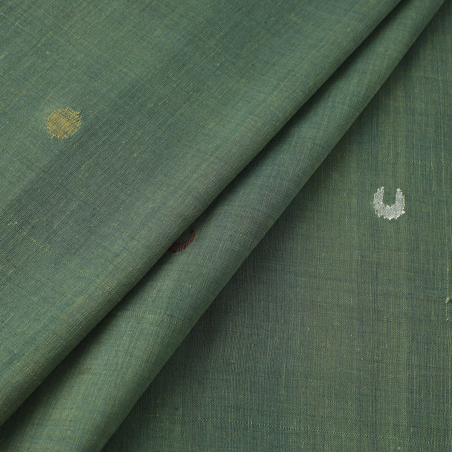 Green Handspun Handloom Natural Dyed Cotton Jamdani Fabric
