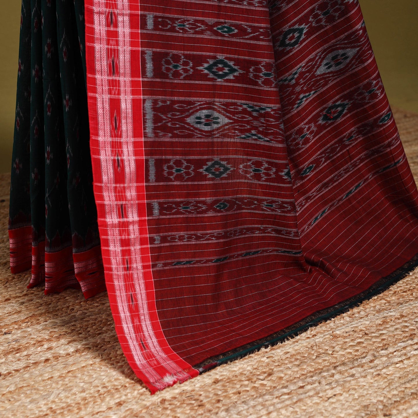 Green - ikat handloom cotton sambalpuri saree 06