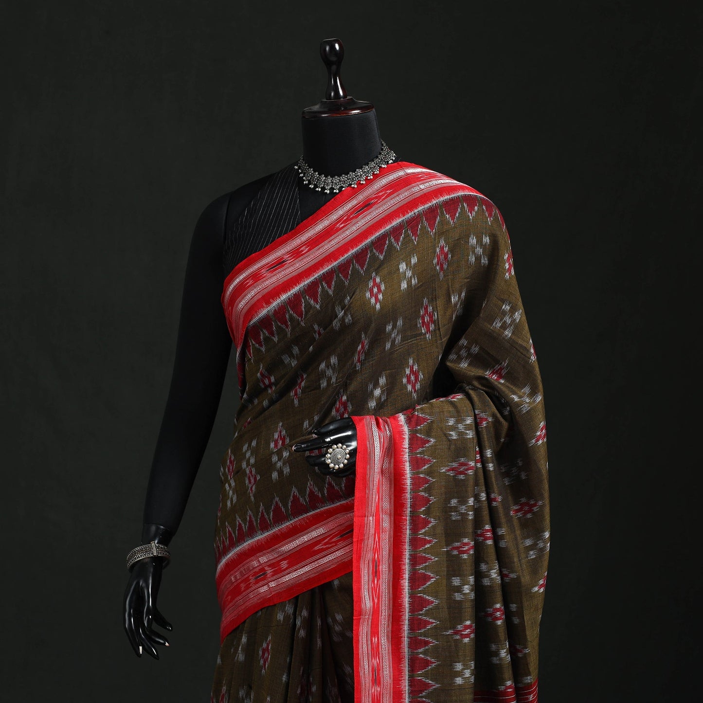 Ikat handloom cotton sambalpuri saree 25 - handcrafted