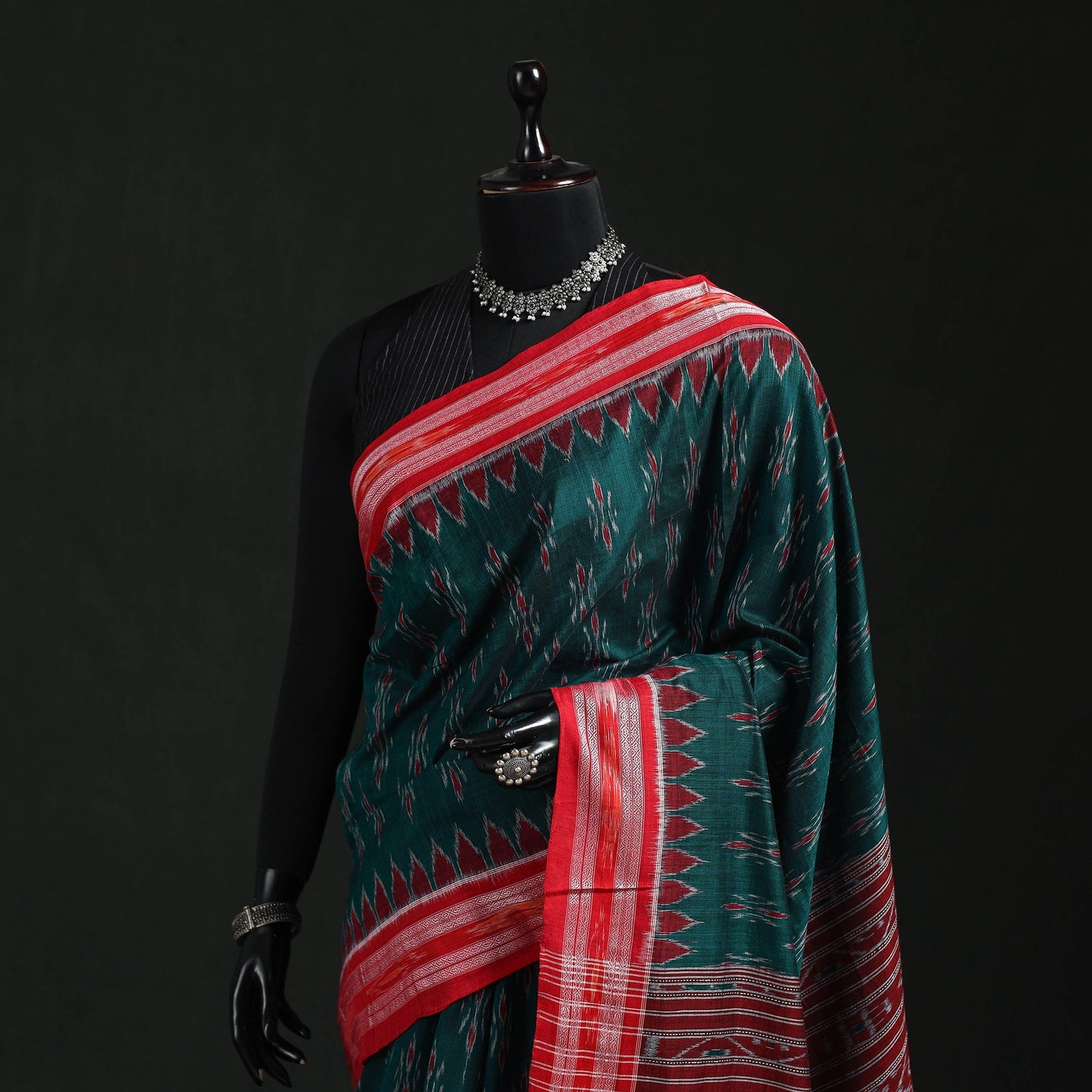 Ikat handloom cotton sambalpuri saree 31 - handcrafted