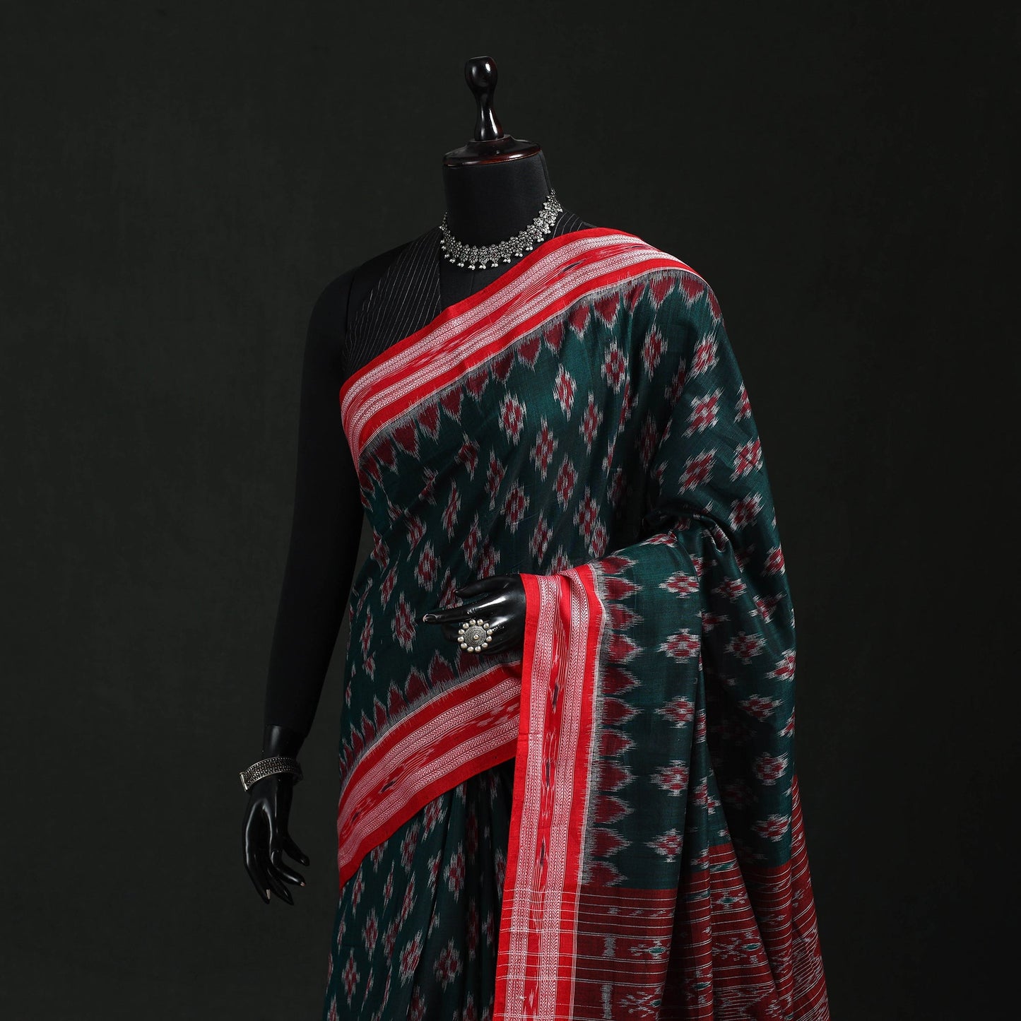Ikat handloom cotton sambalpuri saree 35 - handcrafted