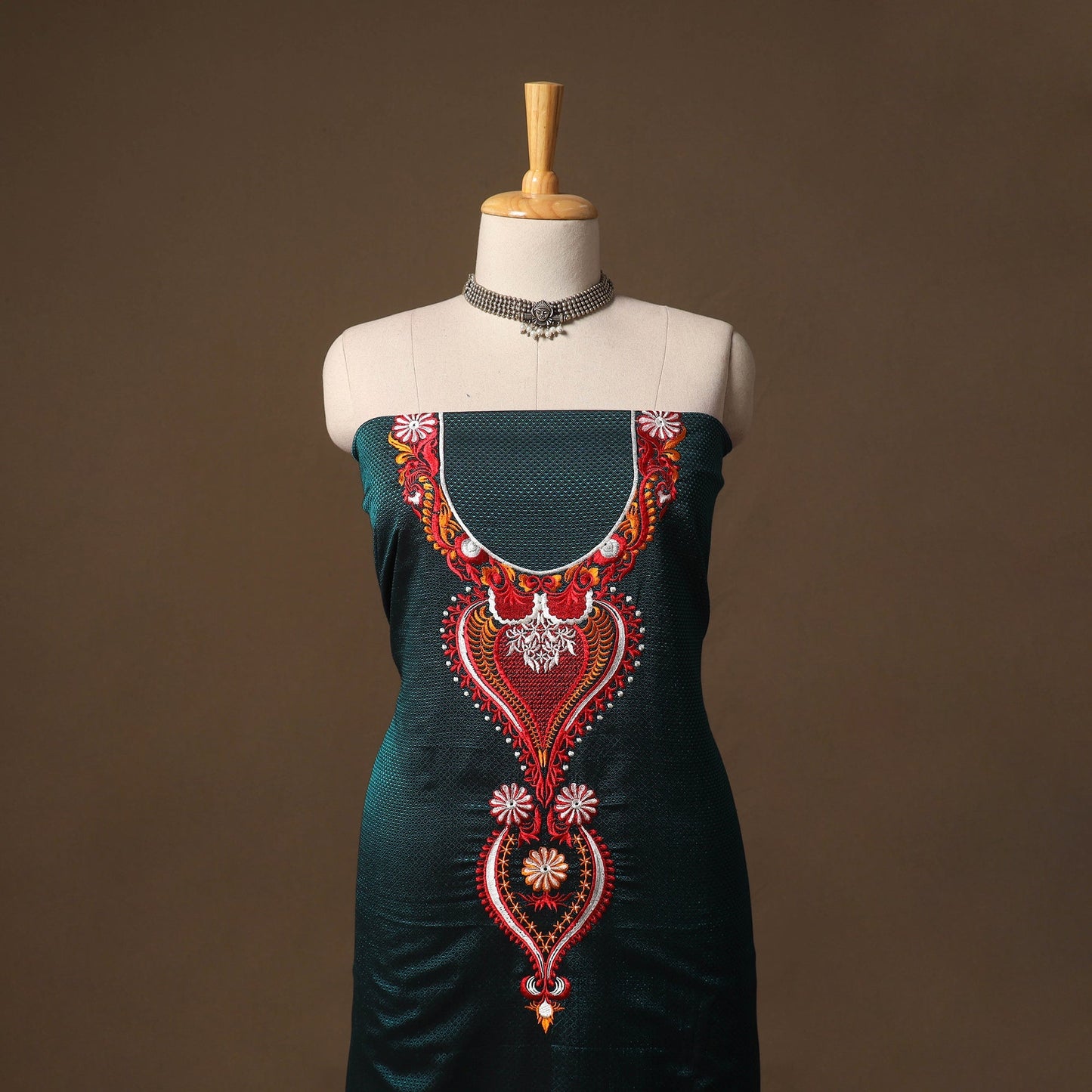 Ilkal kasuti embroidery khun silk 2pc unstitched dress