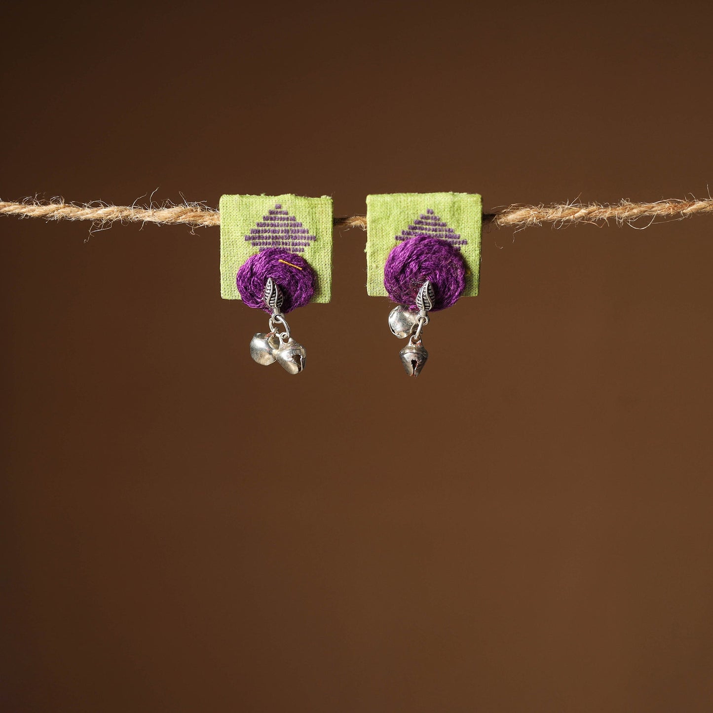 Green Nikhat Thread Work GS Fabart Earrings