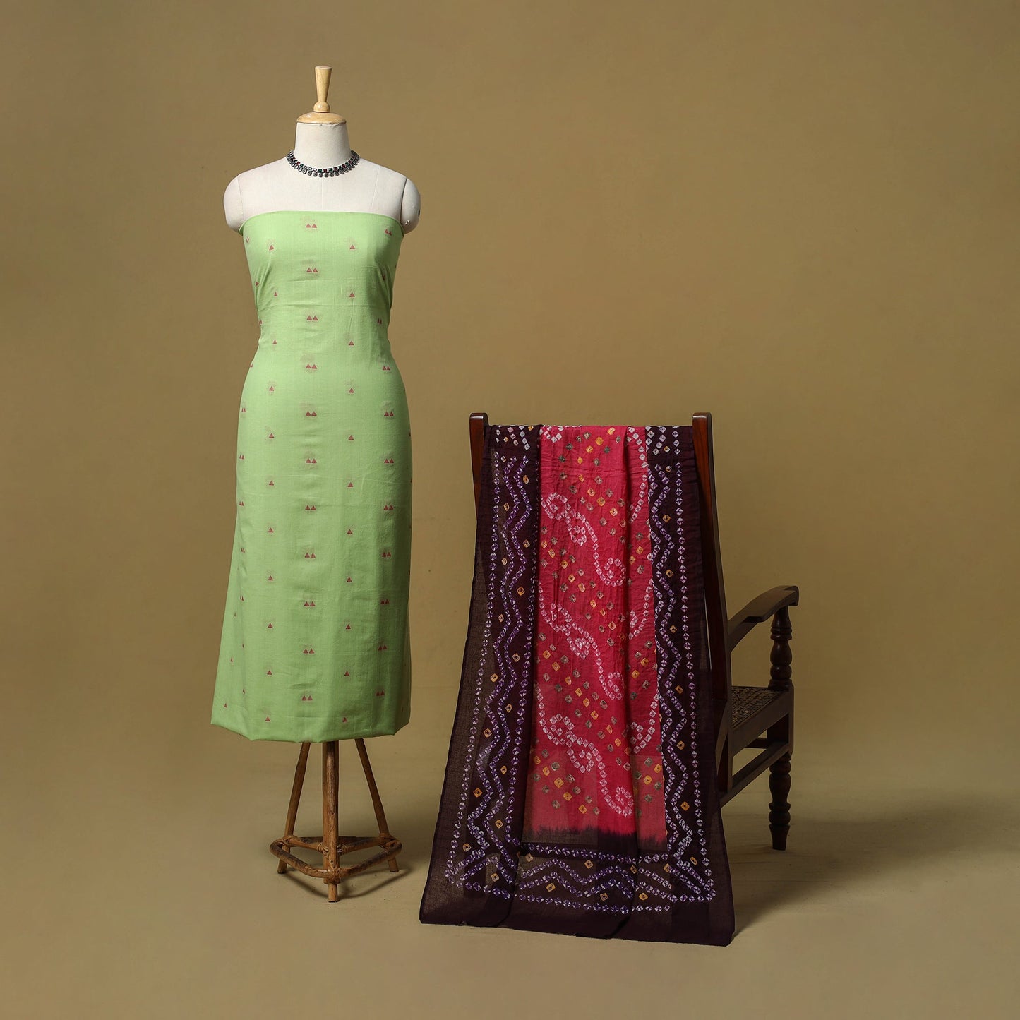 Jacquard cotton 2pc unstitched dress material 05