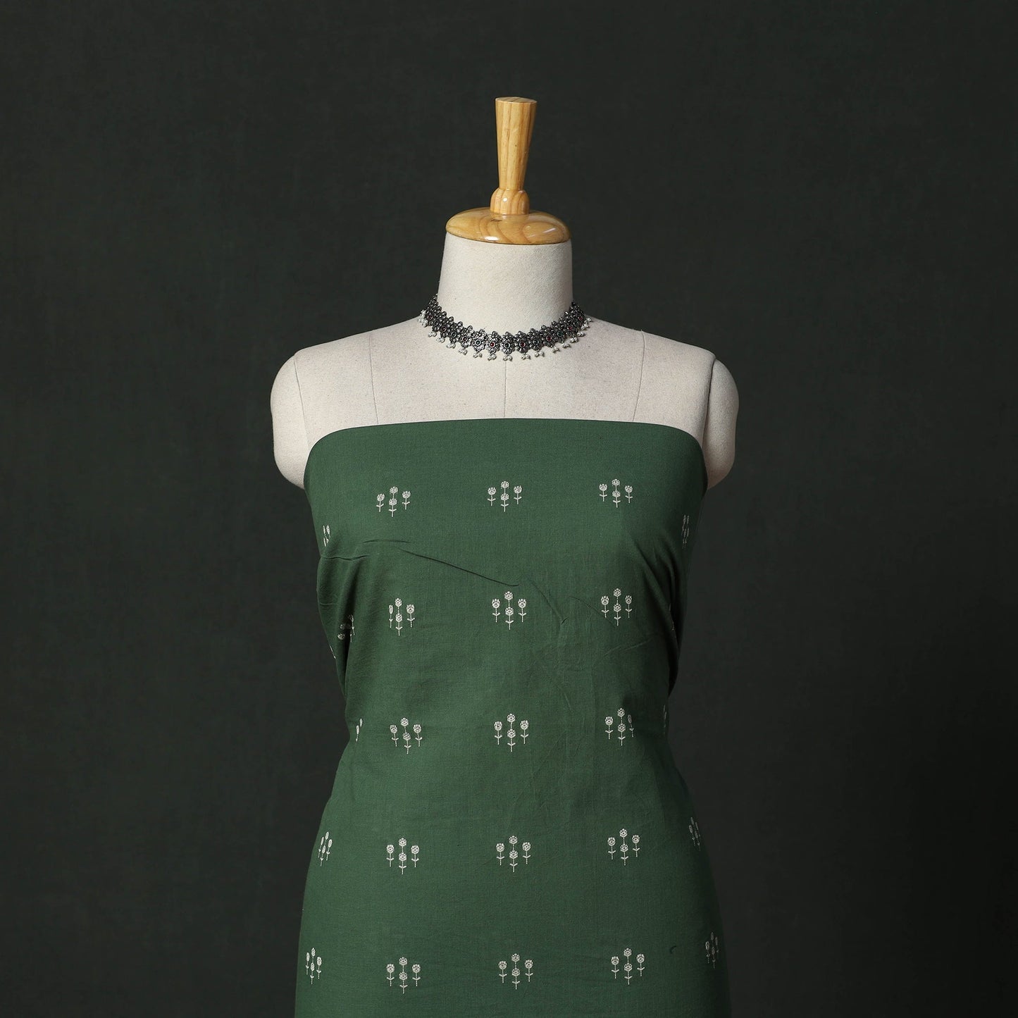 Jacquard cotton 2pc unstitched dress material with earrings