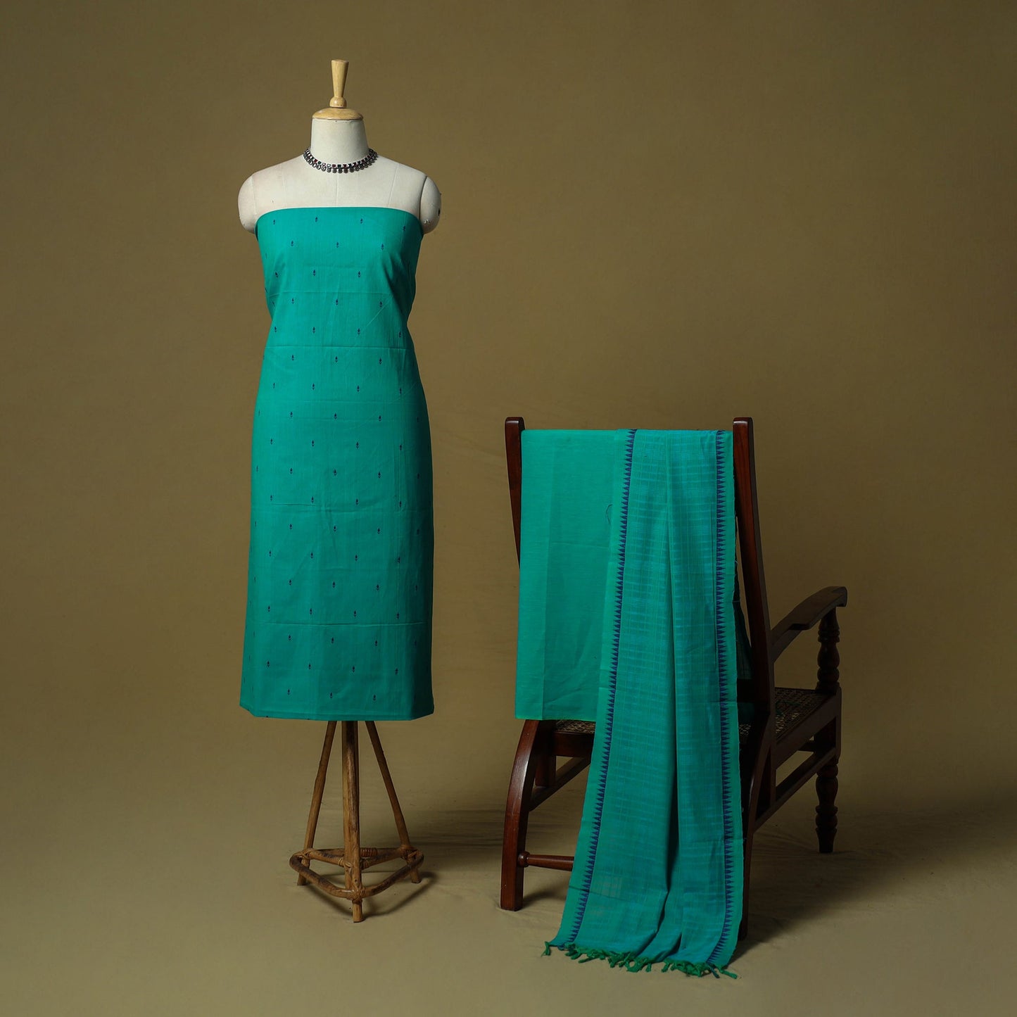 Jacquard cotton 3pc unstitched dress material 08