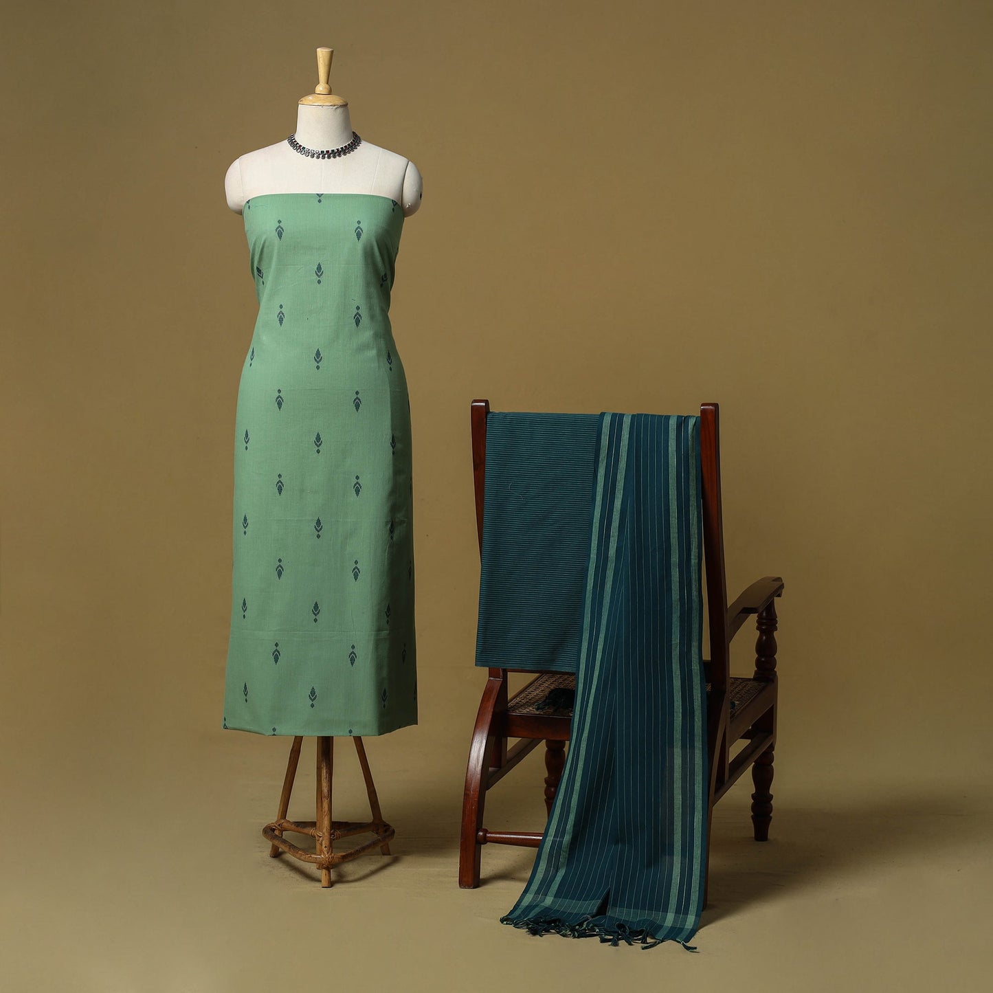 Jacquard cotton 3pc unstitched dress material 10