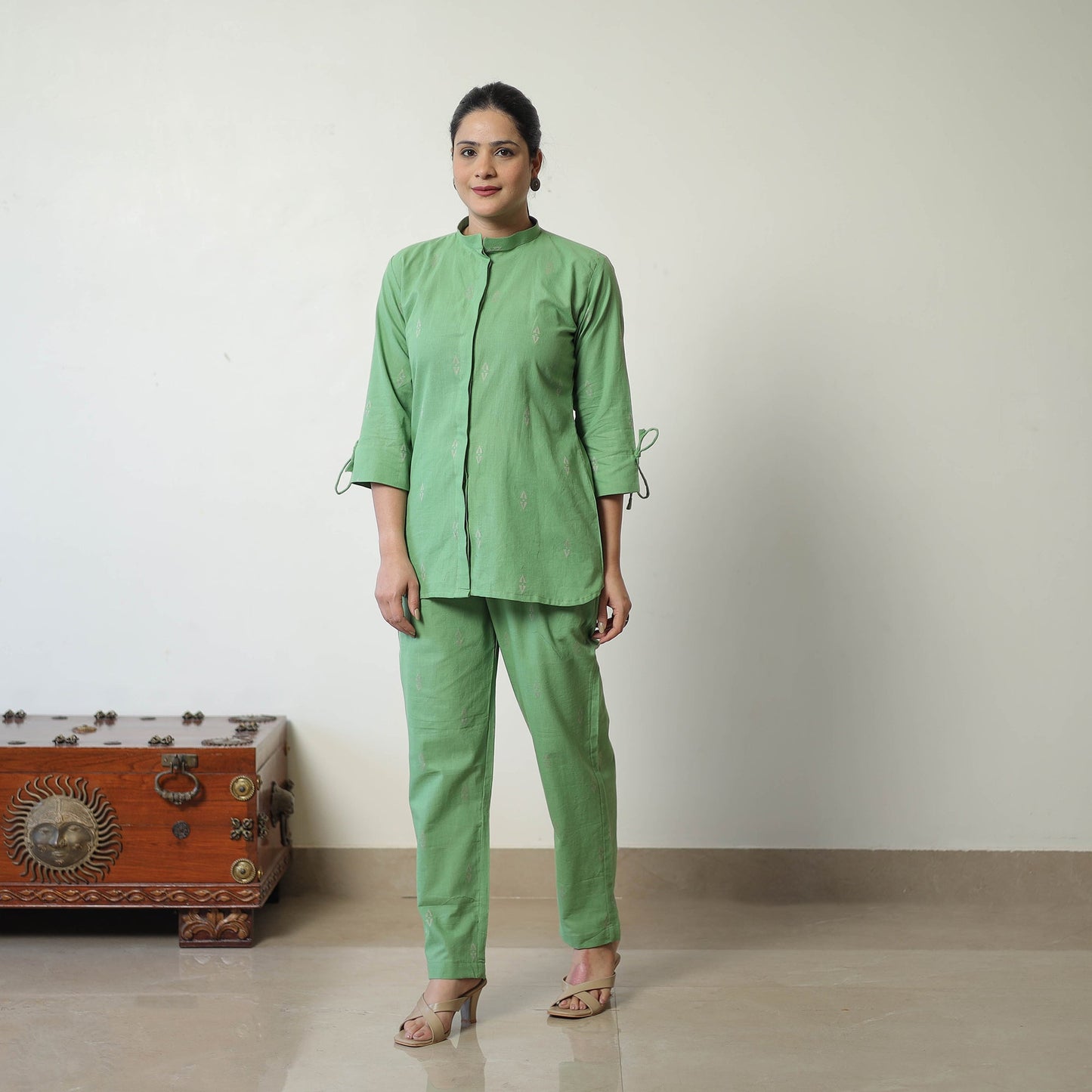Buy Green Jacquard Cotton Co-Ord Set Online at iTokri.com