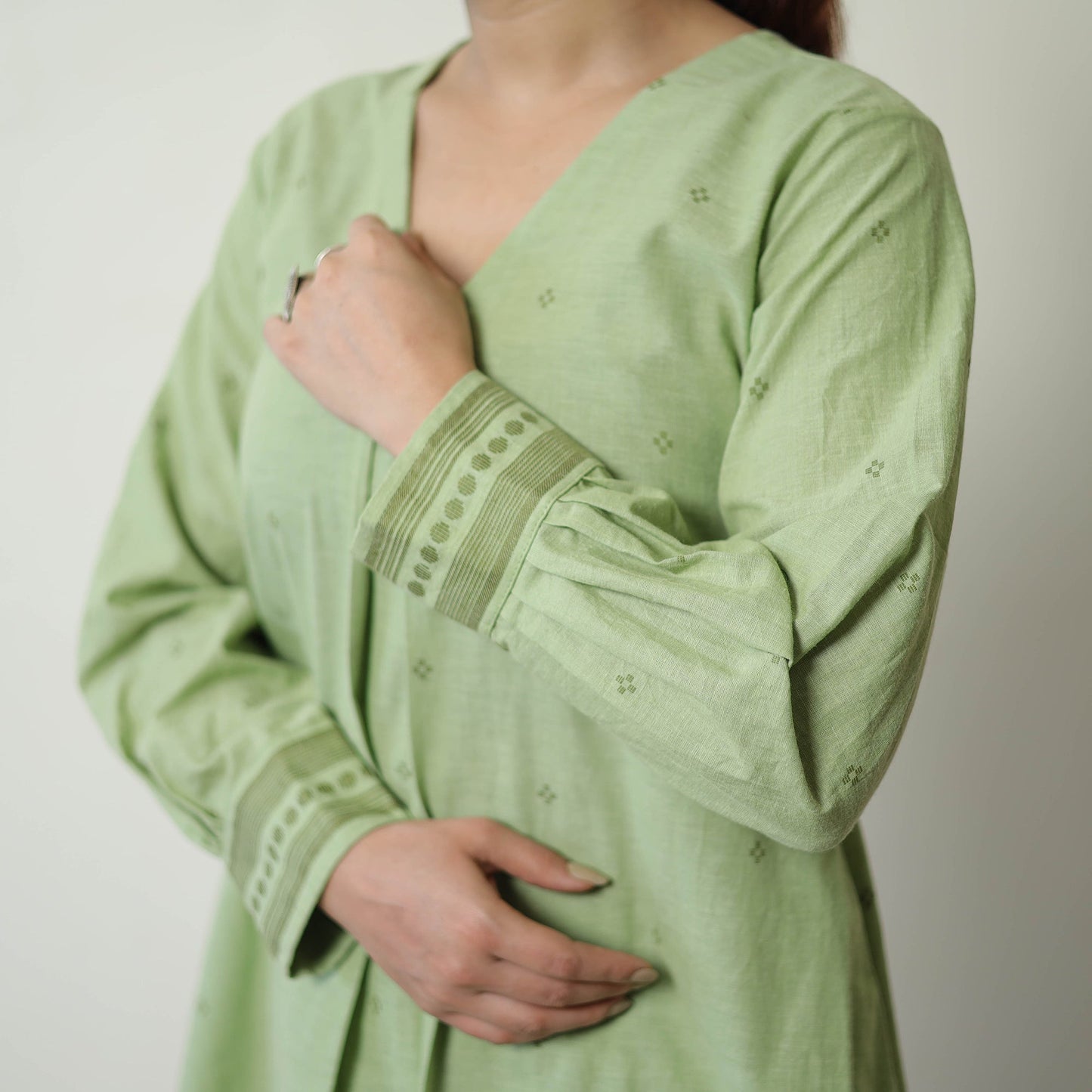 Green Jacquard Cotton Co-Ord Set Online at iTokri.com