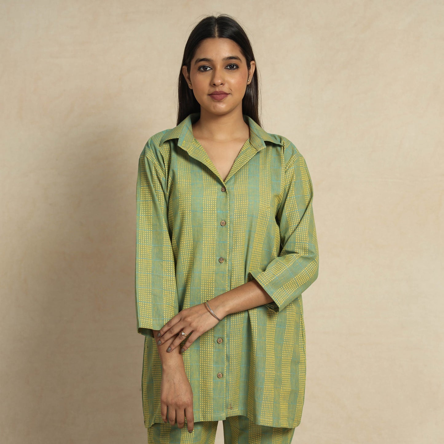 Jacquard Cotton Top & Pyjama Night Suit Set